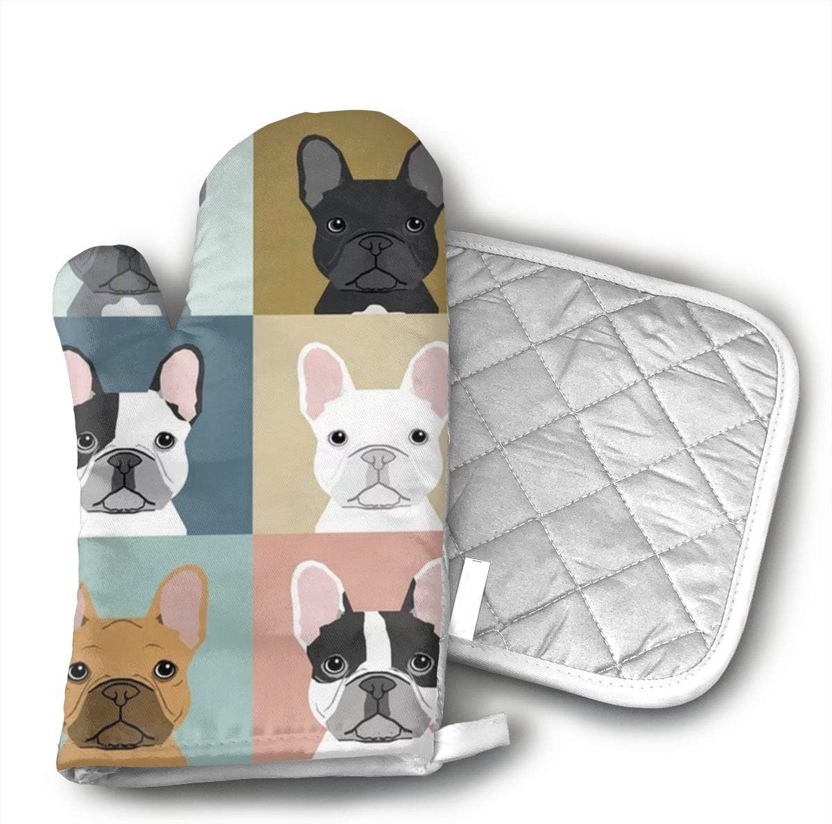 French Bulldogs Oven Mitts Pot Holders Set 2 Piece
