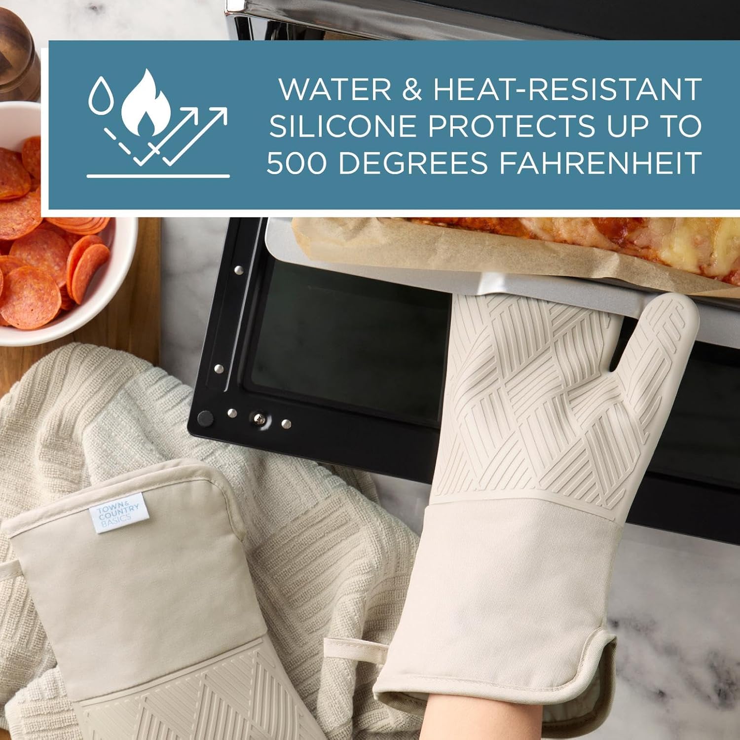 TOWN COUNTRY BASICS Silicone Oven Mitt 2-Pack Set