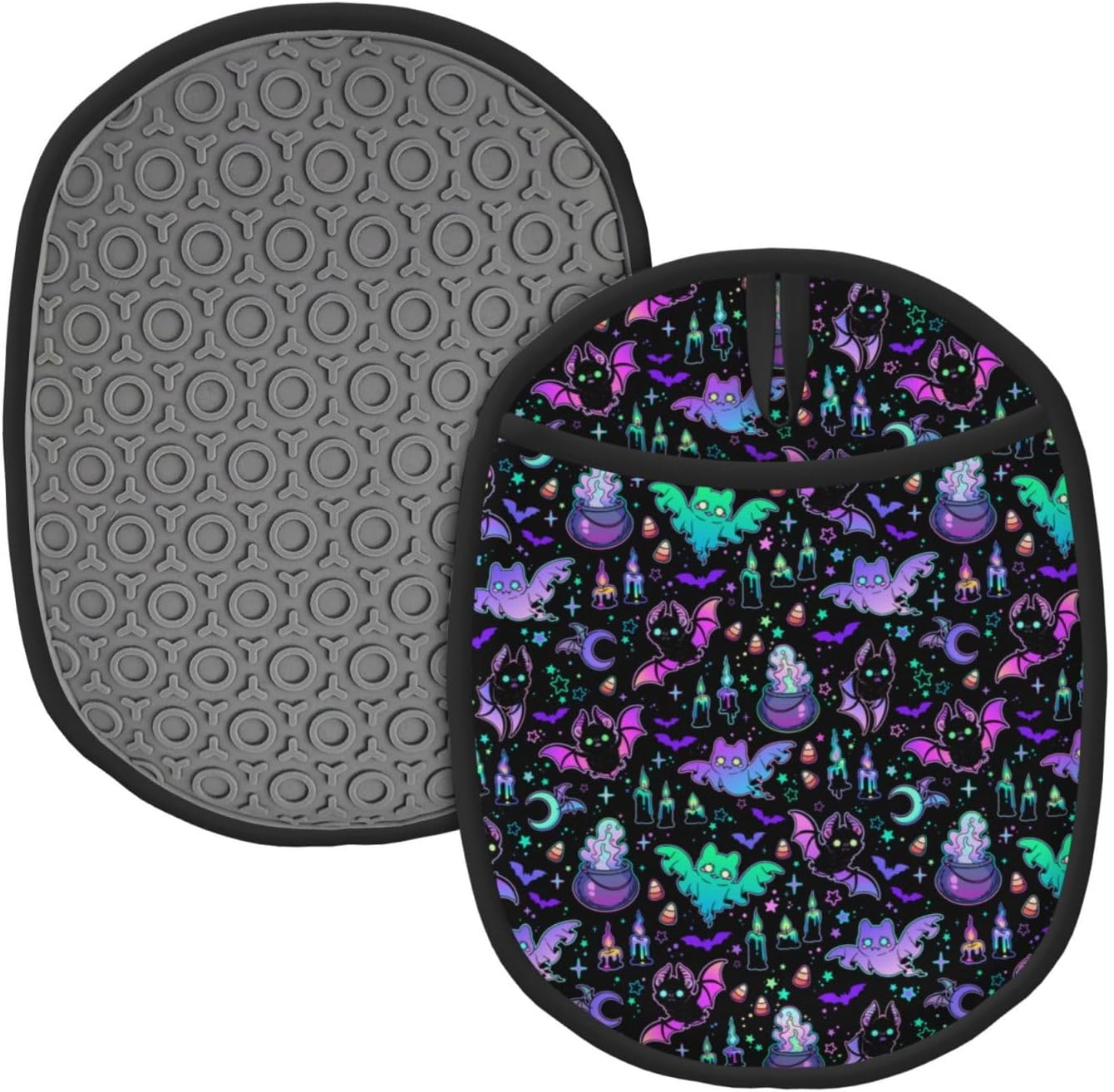 2PCS Halloween Bat Potholders Heat-Resistant Oven Mitts for Kitchen Use