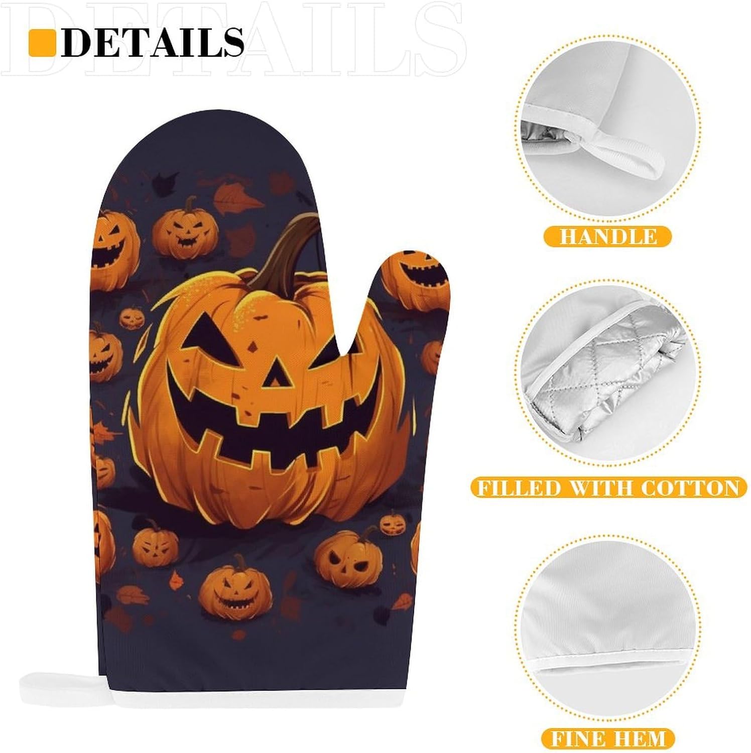 Halloween Pumpkin Oven Mitts Pot Holders Set for Cooking