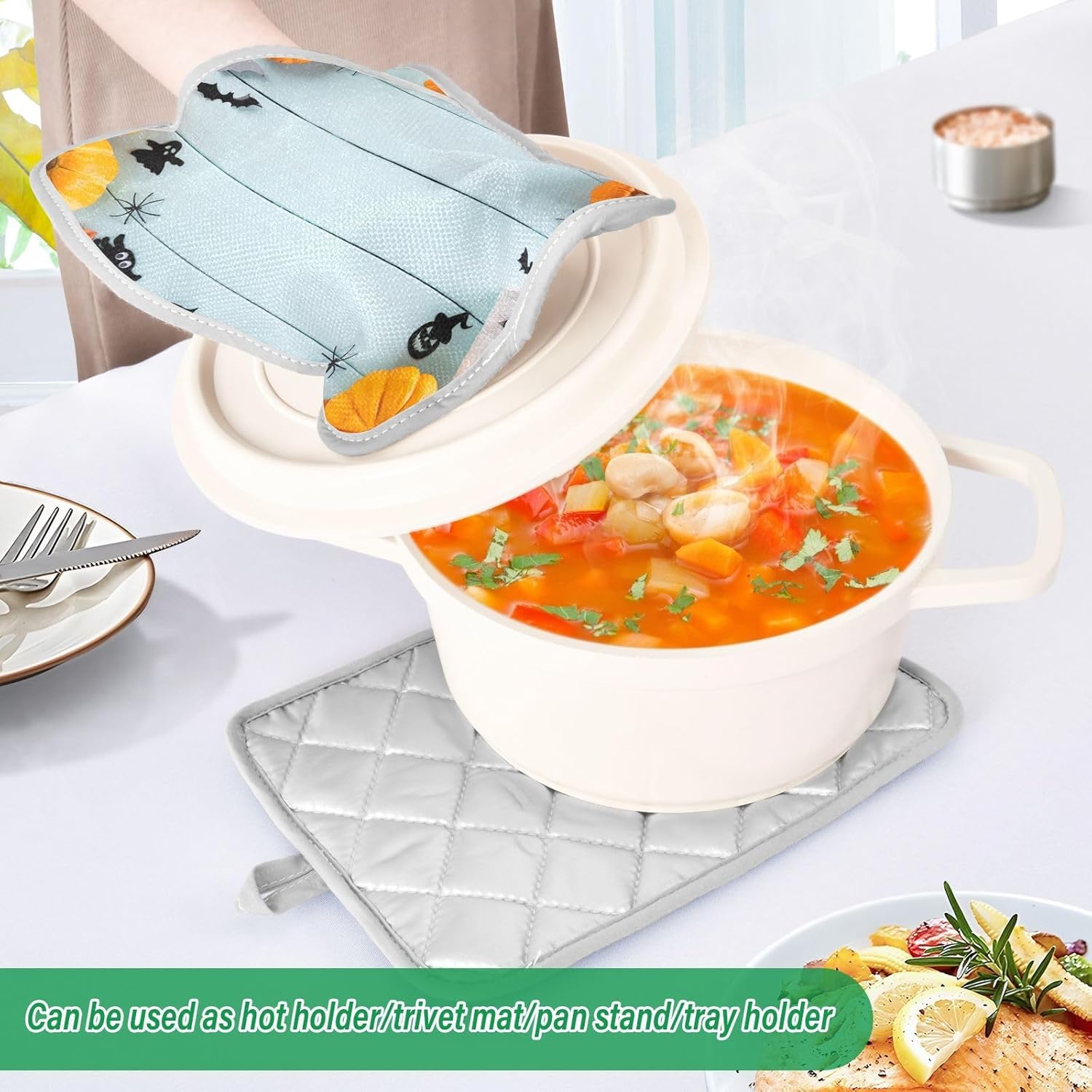 orange pumpkin pot holder set