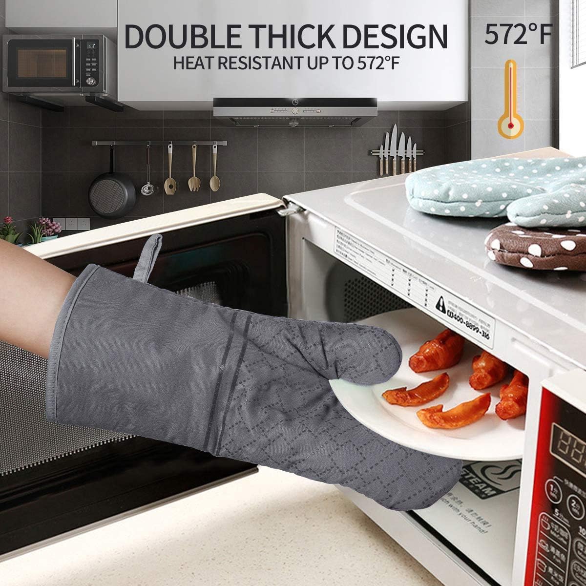 Tormays 4Pcs Oven Mitts Set with Heat Resistance and Non-Slip Design