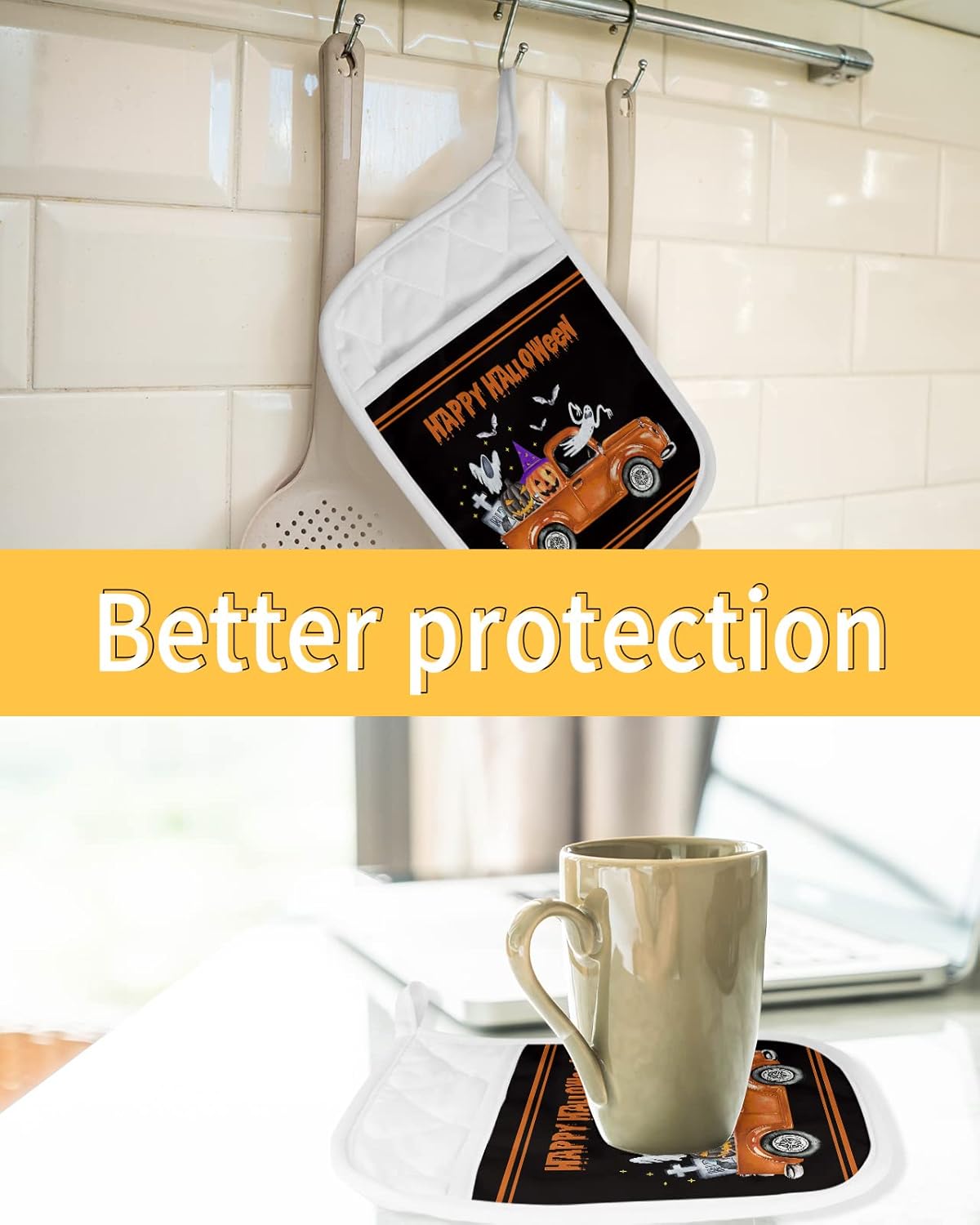 HilariousM Spooky Halloween 5PCS Pot Holders Desktop Potty Holder Heat-Resistant Kitchen Gadgets
