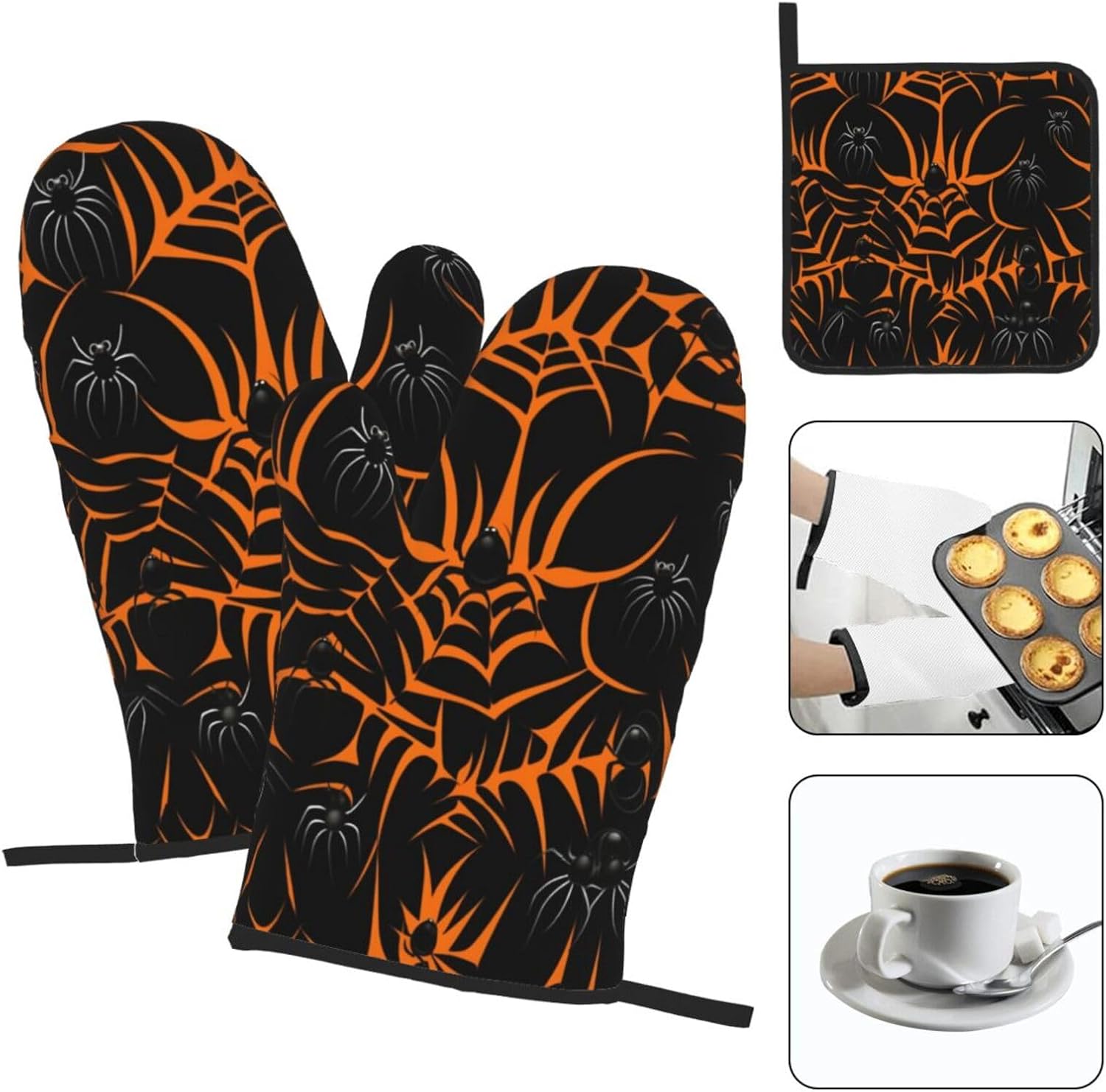 Halloween Spider Web Oven Mitts