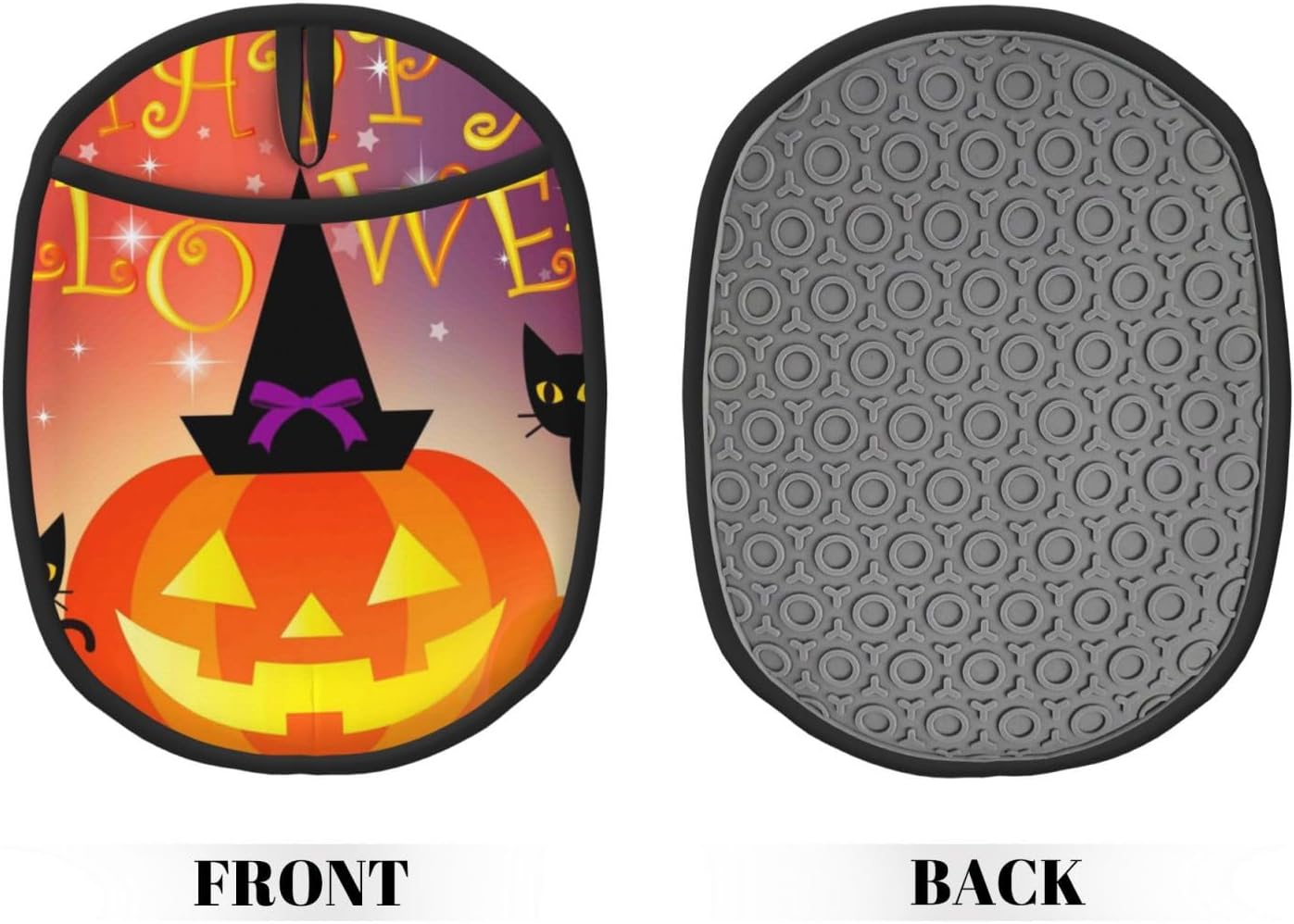 Adjustable Halloween Pumpkin and Cat Oven Mitts