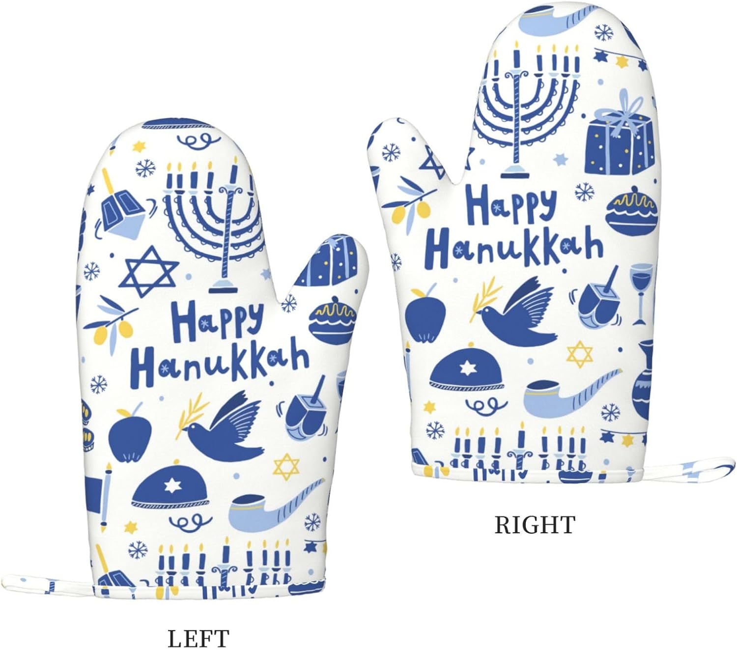 Happy Hanukkah Oven Mitts with Silicone