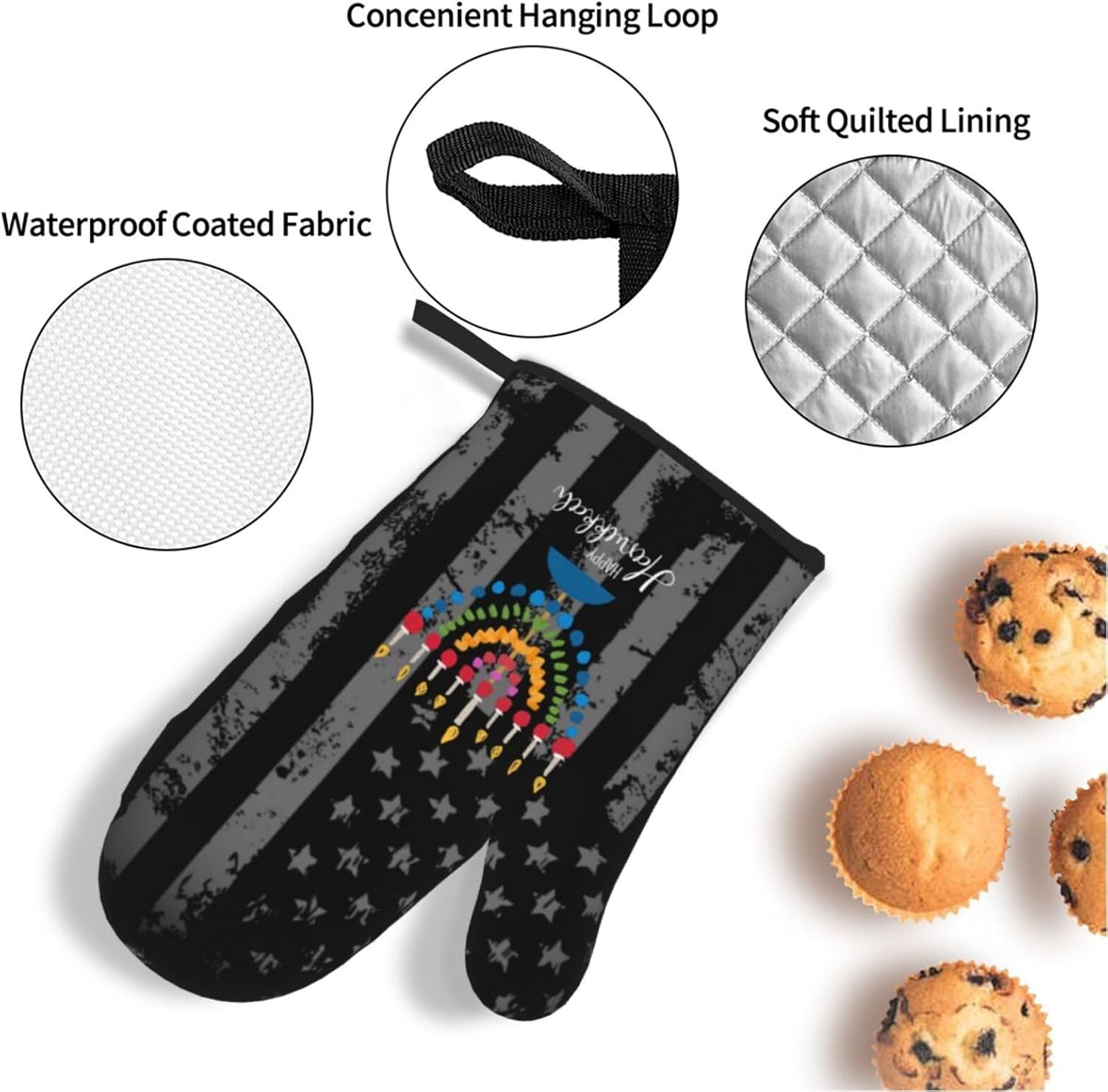 Rqwaaed Happy Hanukkah 2023 Oven Mitts and Pot Holders Set 4PCS