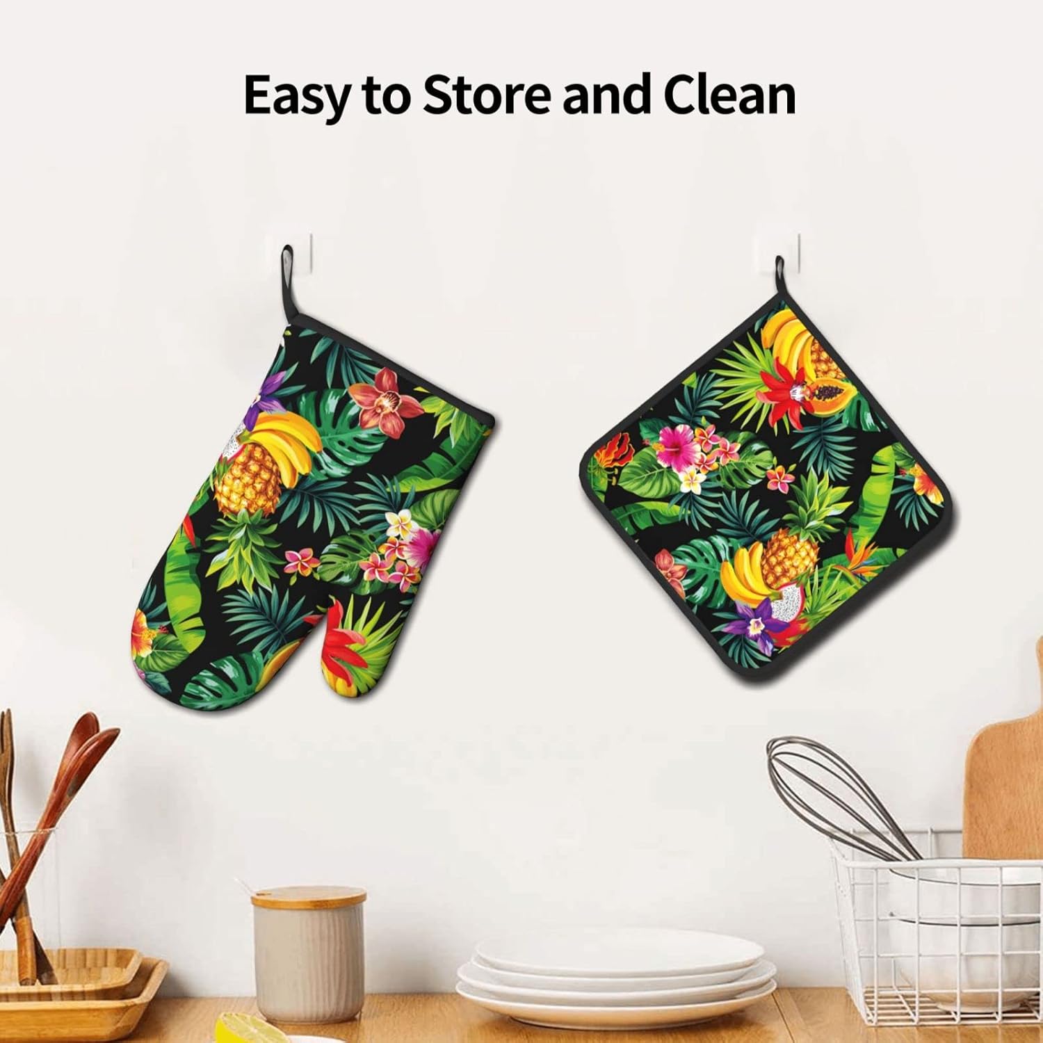 Aoojanu Tropical Fruit Oven Mitts Pot Holders 2 Set