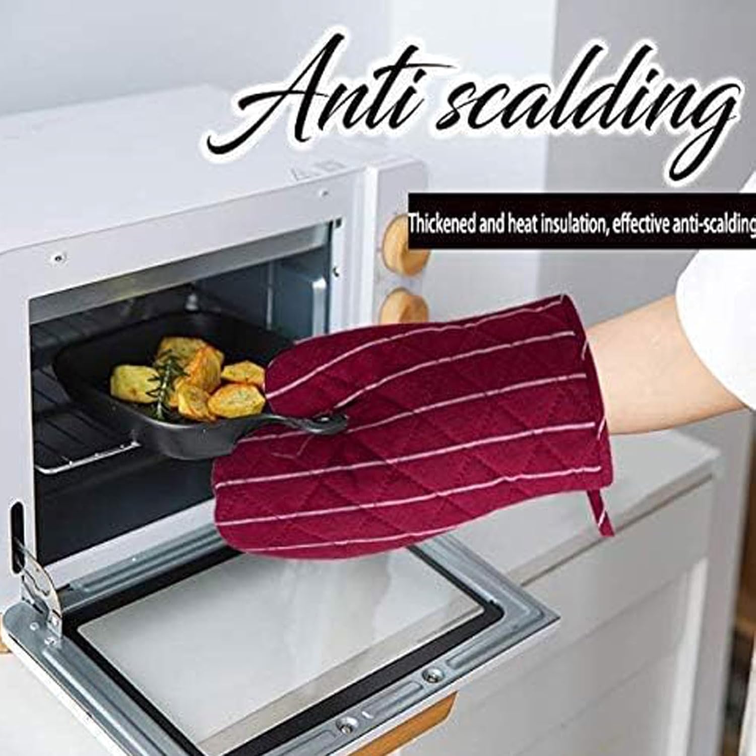 4-Piece Heat-Resistant Oven Mitts Pot Holder Set Durable Easy to Clean