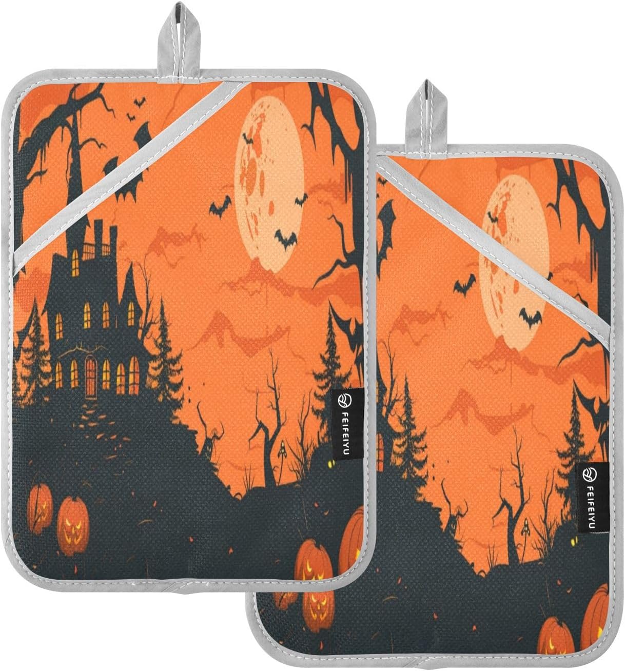 KLUVIO Halloween Potholders Set of 2 Heat Resistant