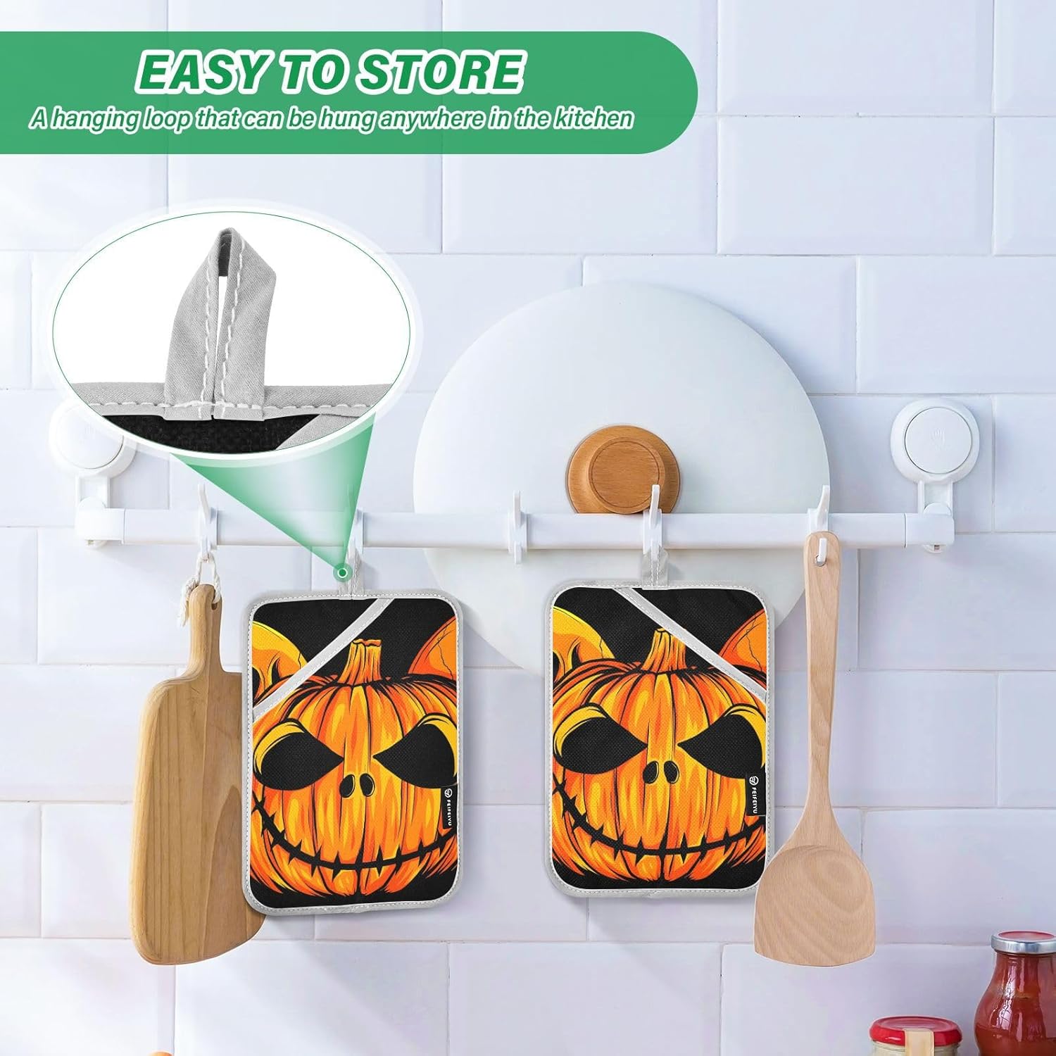 Halloween-small pumpkin skeleton heat-resistant pot holders kitchen mitts