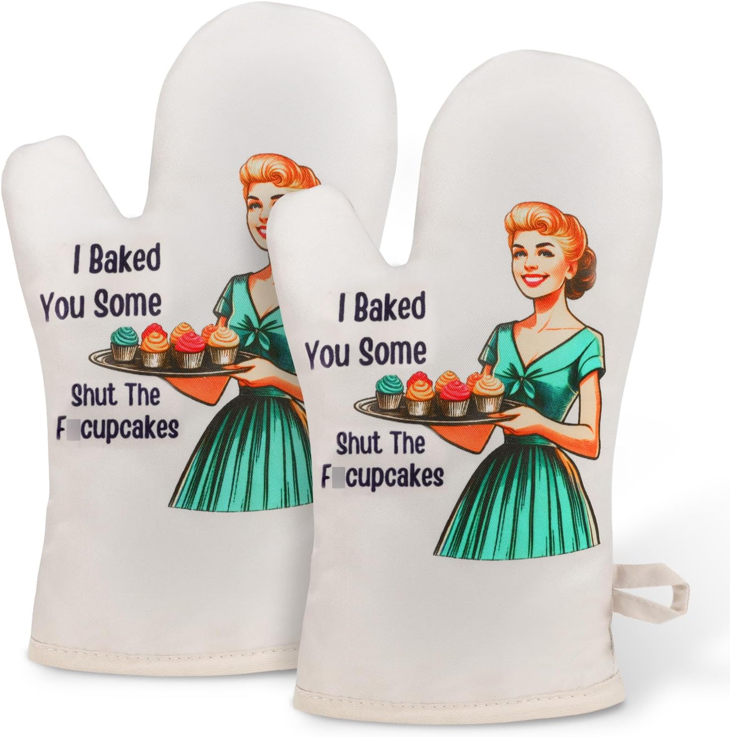 Funny Oven Mitts for Women with Shout the Fucupcakes Text
