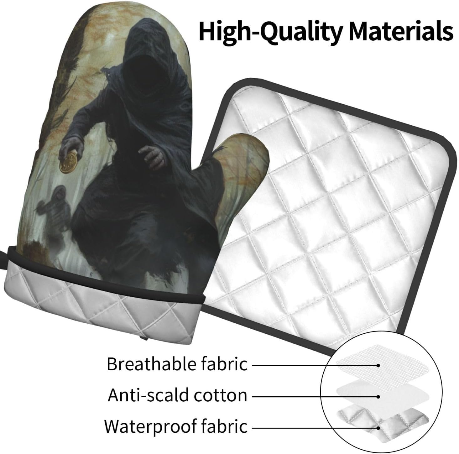 Halloween Heat-Resistant Oven Mitts Set