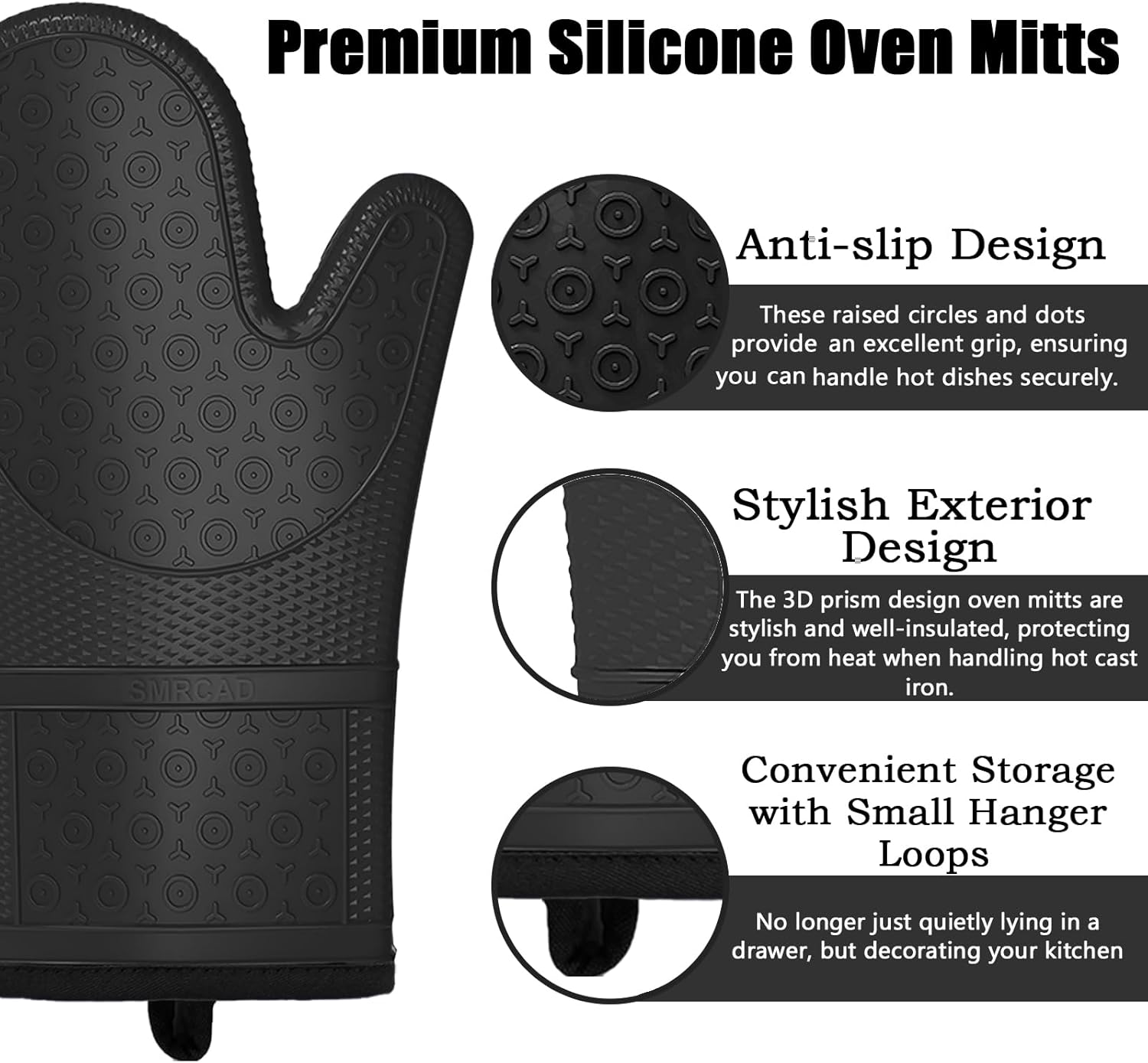 SMRCAD Silicone Oven Mitts with 5 Spatulas Set