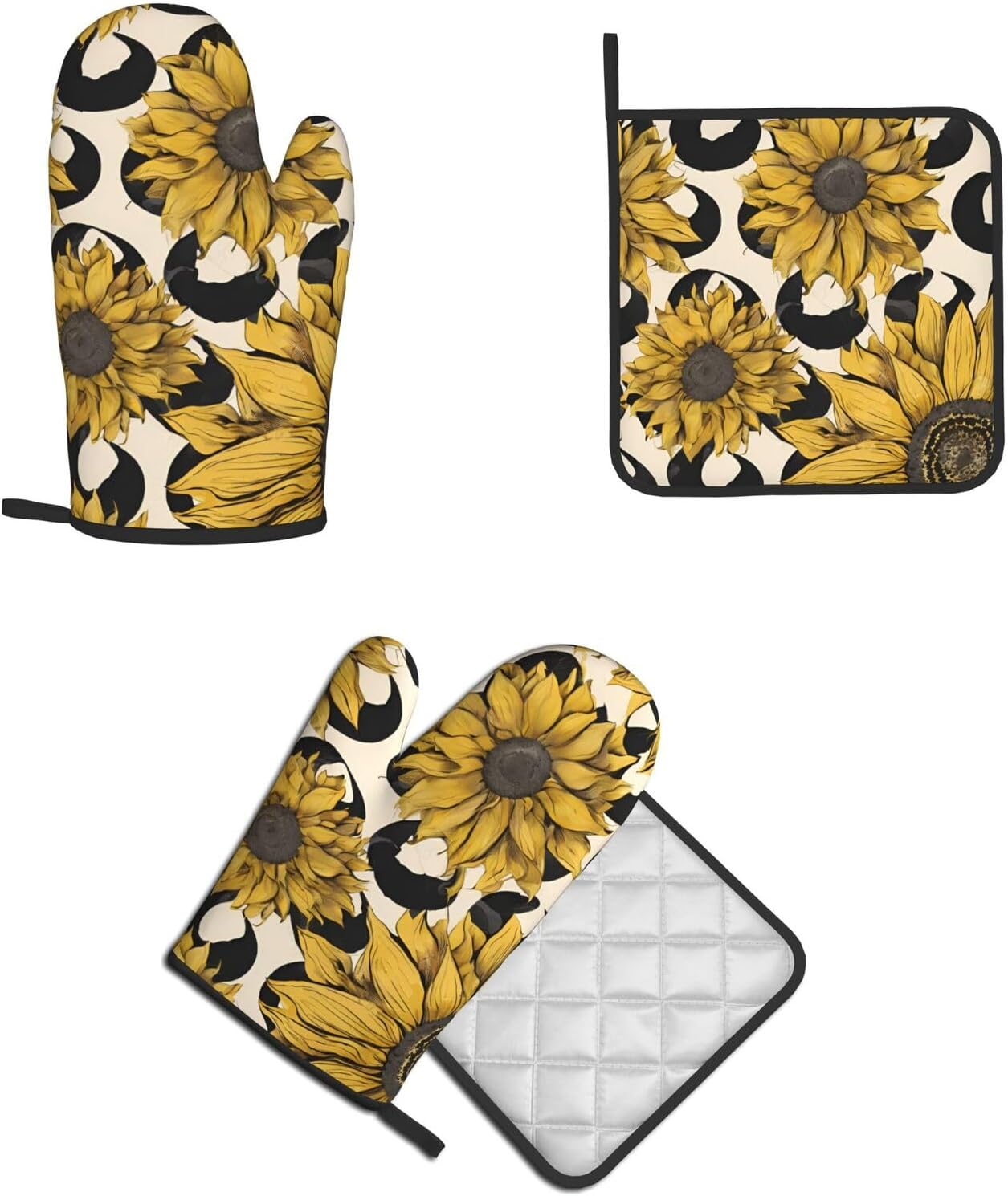 Sunflower Oven Mitts Set - 2-Piece Heat-Resistant KitchenP_globes