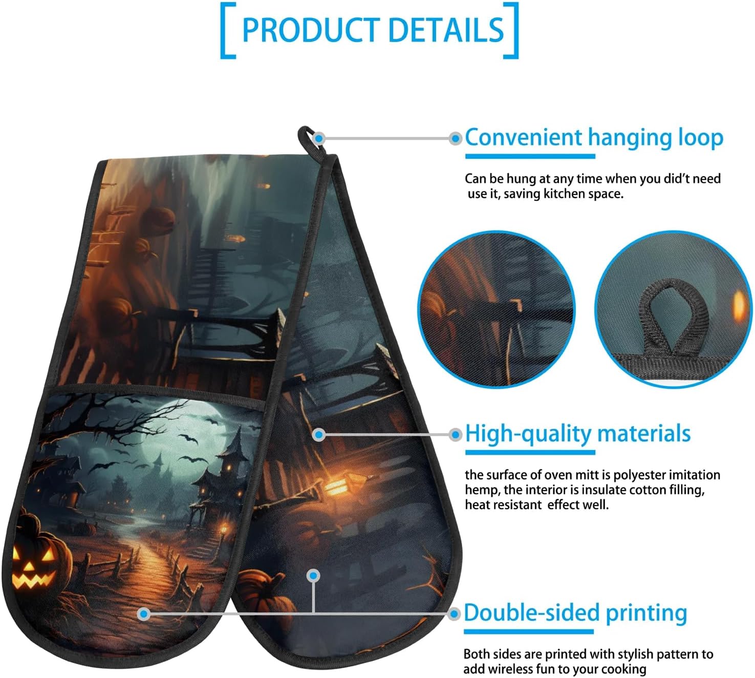 Gublec Happy Halloween Castle Oven Mitts