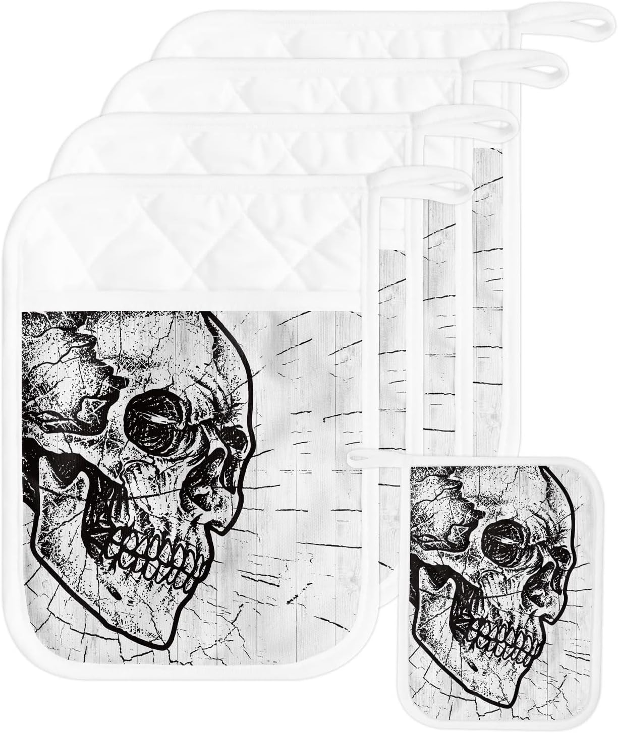 HilariousM Halloween Skull Pot Holders