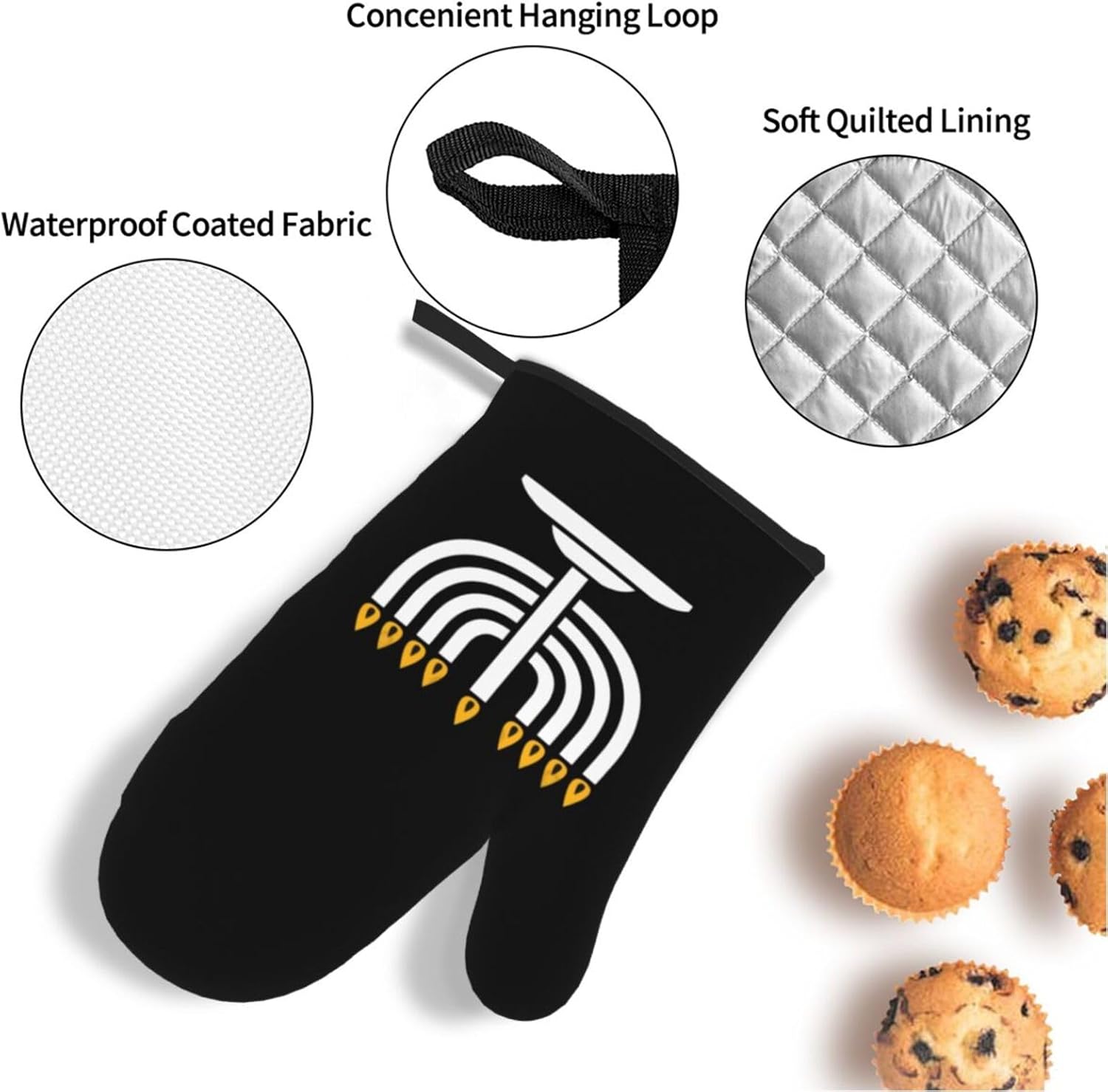 Happy Hanukkah Oven Mitts and Pot Holders Set 4 PCS 1