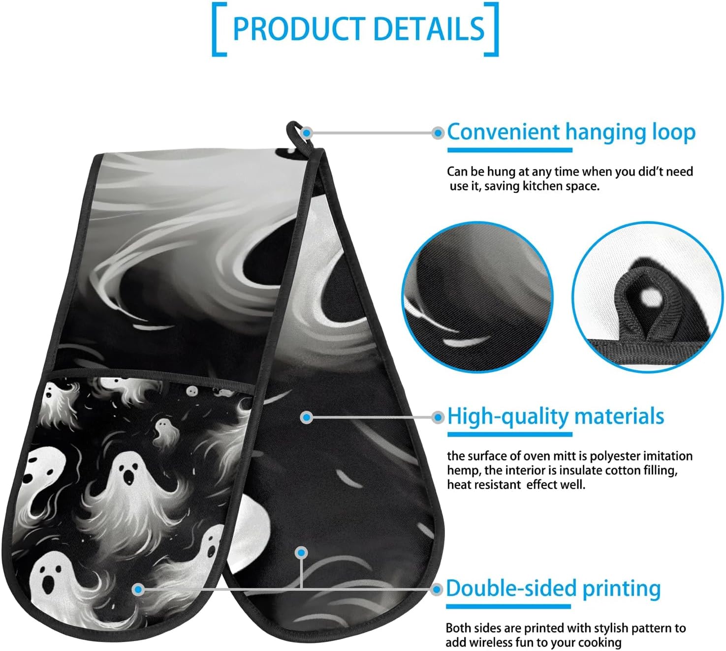 Gublec Ghosts Halloween Oven Mitts 354 x 75 Heat Resistant