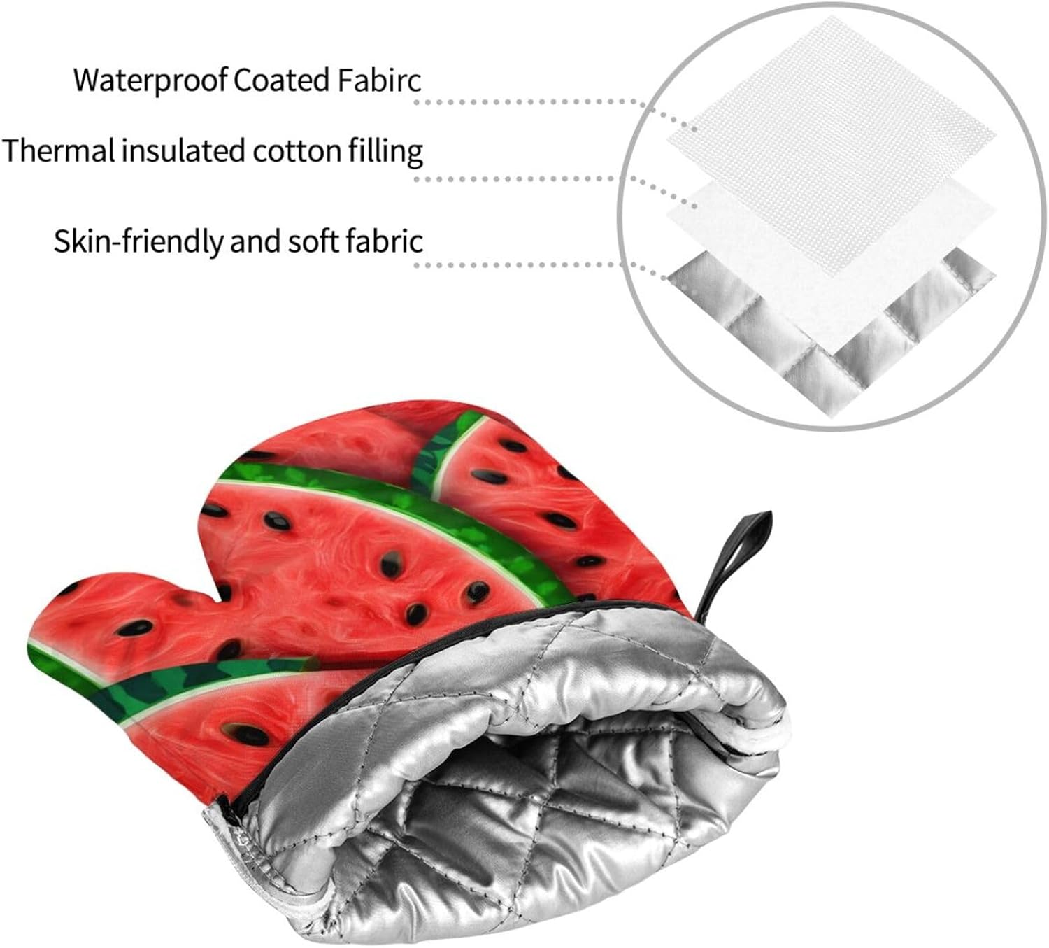 Quopvn Red Watermelon Printed Oven Mitts and Pot Holders 4-Piece Set