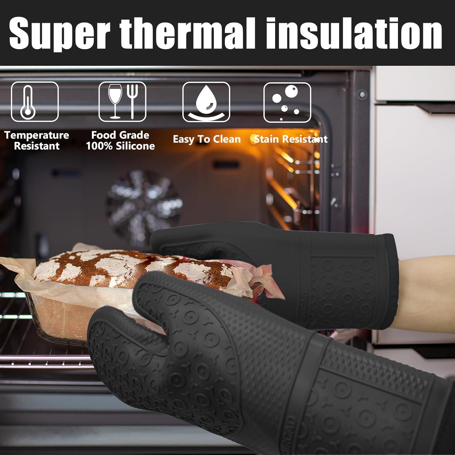 SMRCAD Silicone Oven Mitts with 5 Spatulas Set