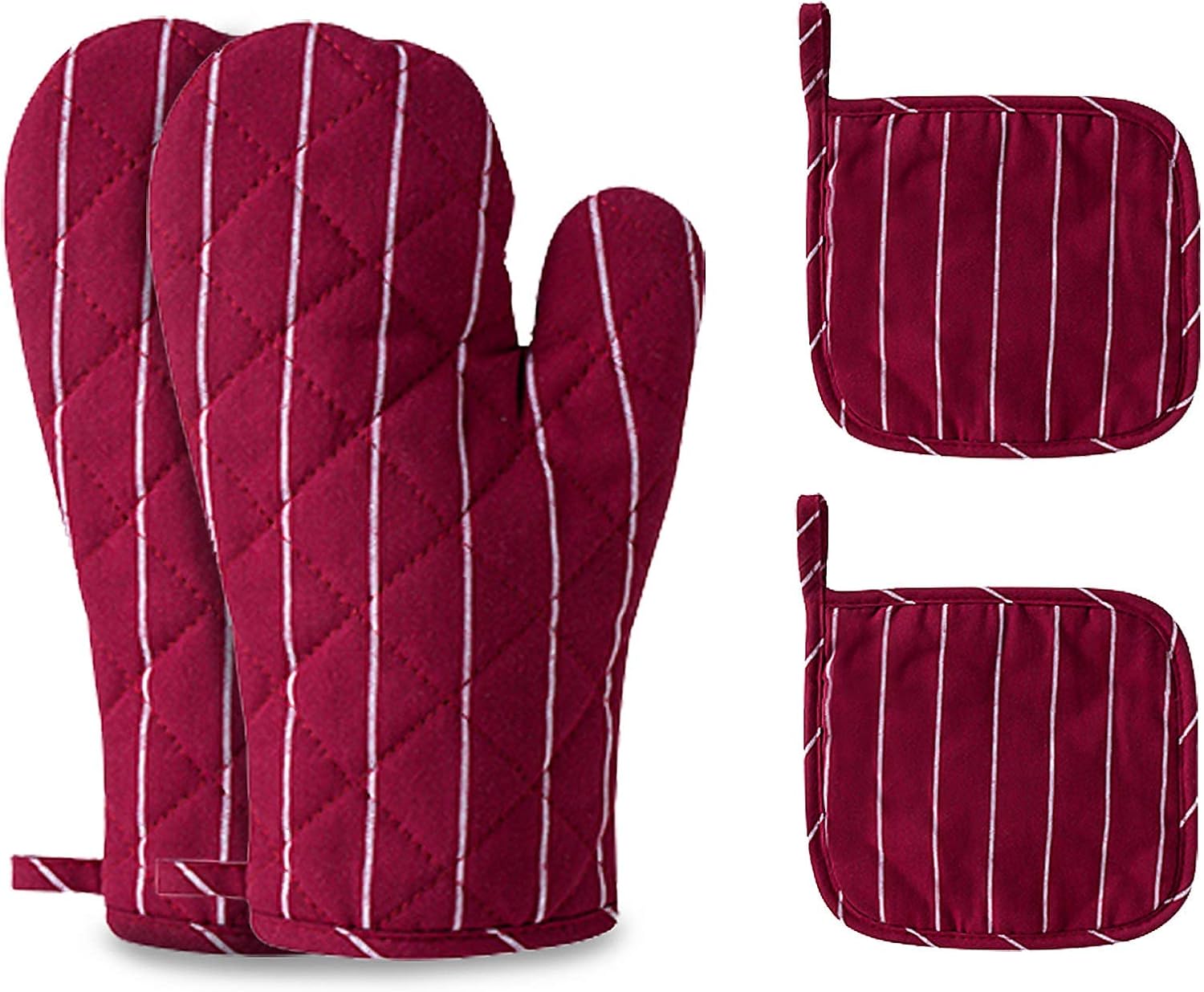 4-Piece Heat-Resistant Oven Mitts Pot Holder Set Durable Easy to Clean