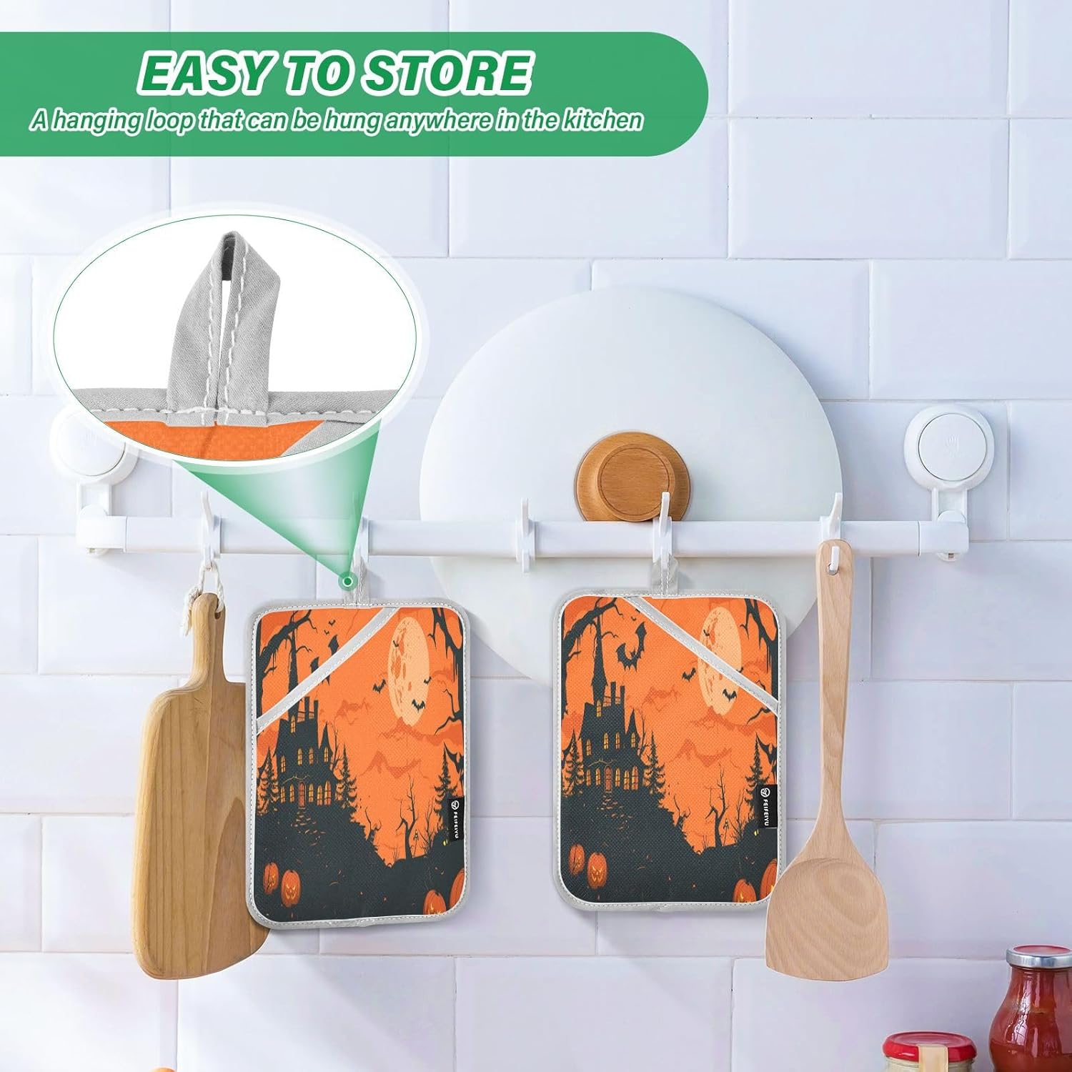 KLUVIO Halloween Potholders Set of 2 Heat Resistant