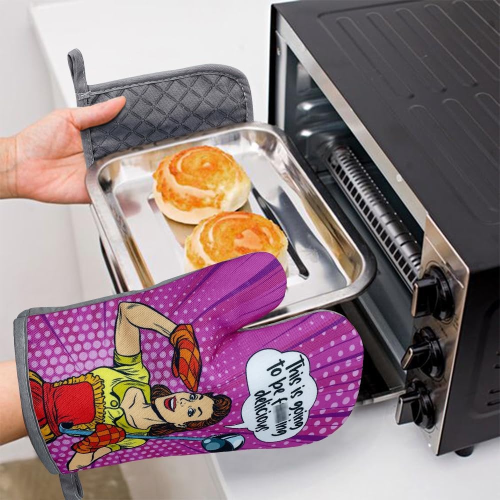 Two Funny Oven Mitts and Pot Holders Fxxxing Delicious ganizing for Mom