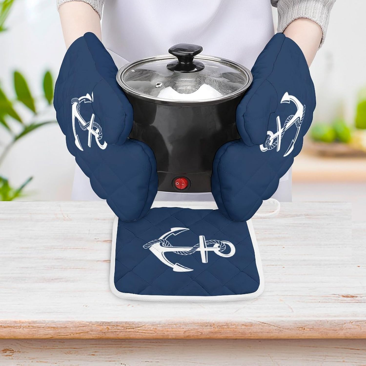 Safe Heat-Resistant Oven Mitts Set for Kitchen BBQ Use