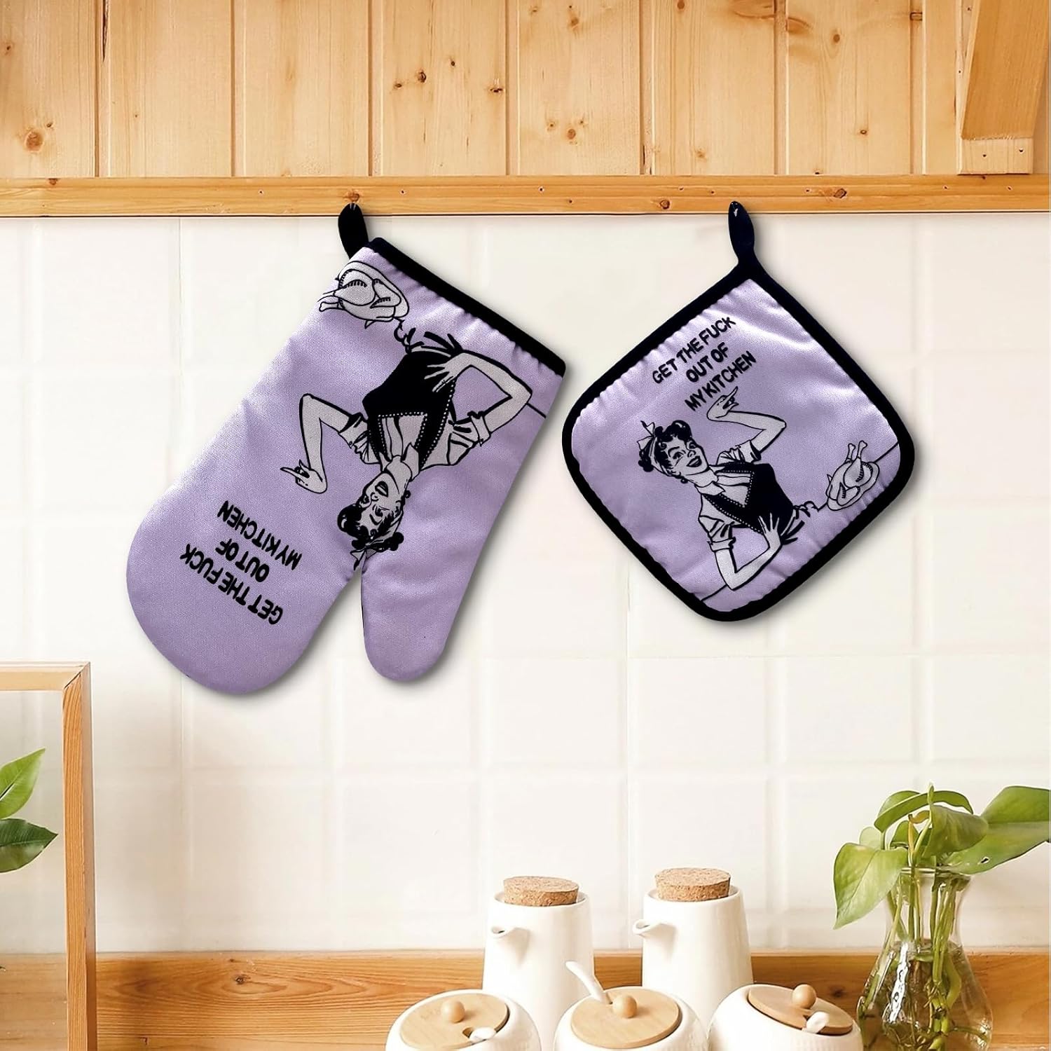Funny Oven Mitts Set for Kitchen Baking