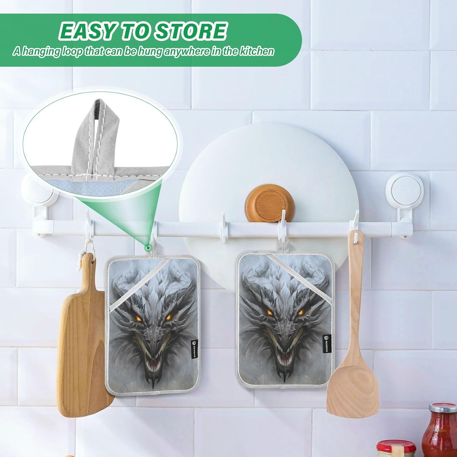Kcldeci Dragon Head Oven Potholders Set