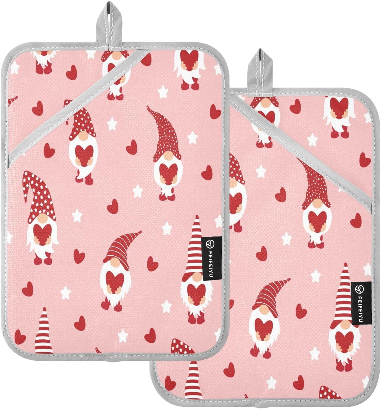 Cute Gnomes Hearts Heat-Resistant POTHOLDER SET