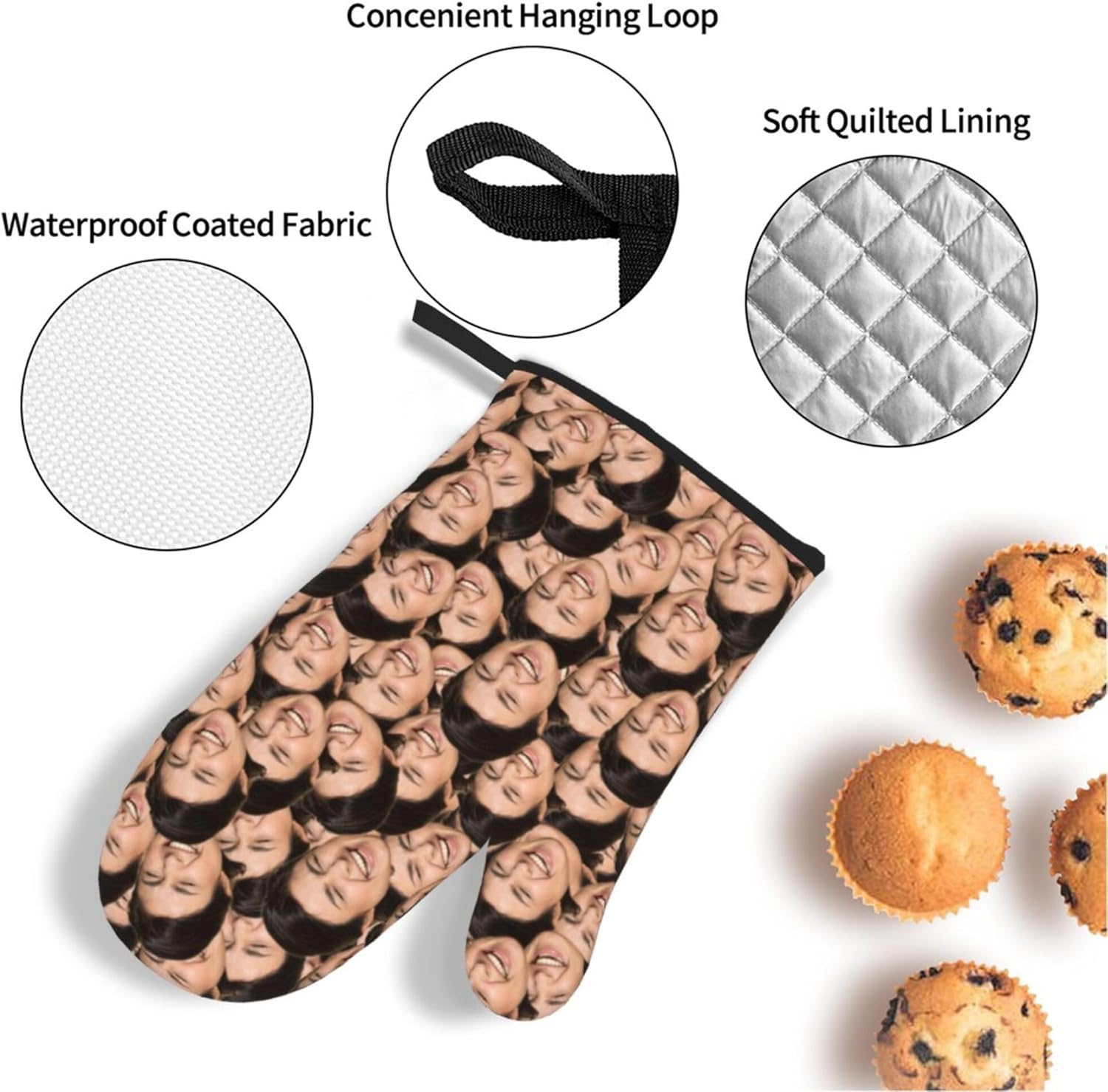 Personalized Oven Mitts with Your Face for Cooking Gifts
