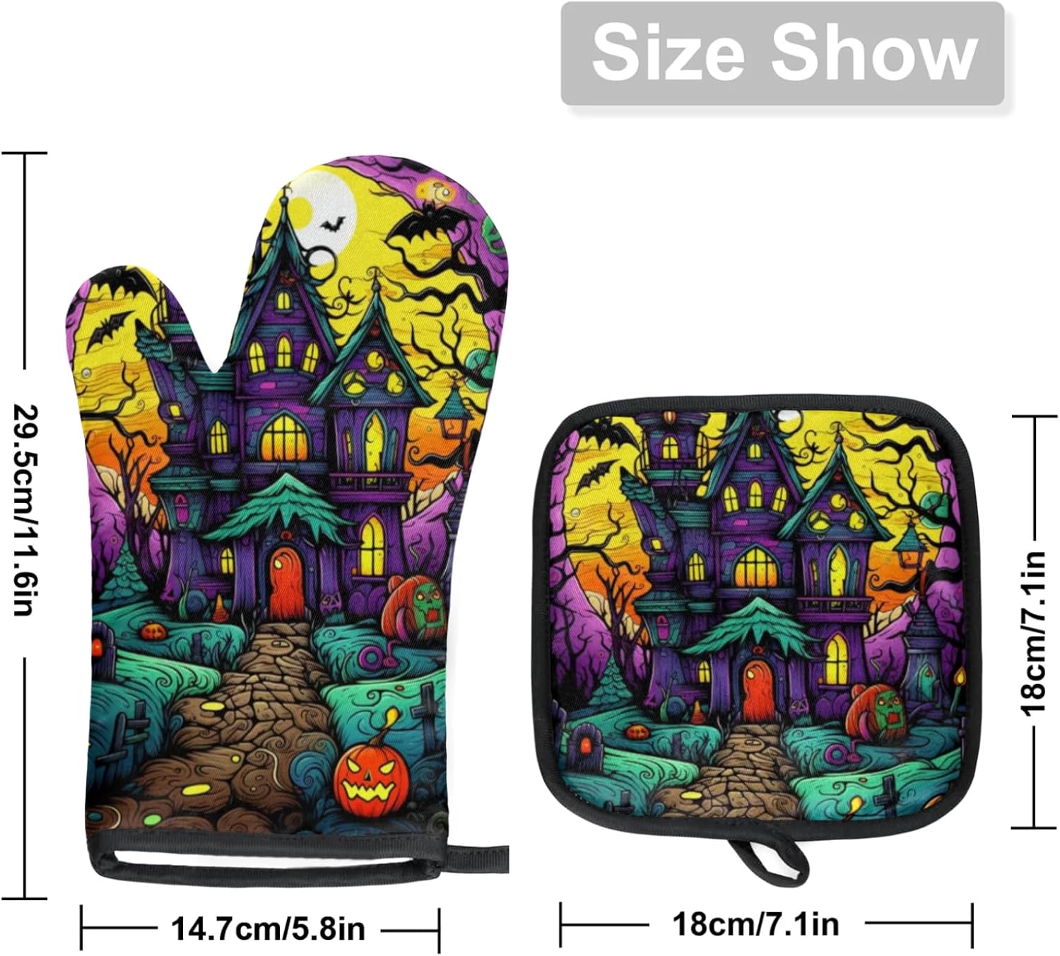 Aglebo Halloween Oven Mitt Set Safe Hands Heat-Resistant Pumps