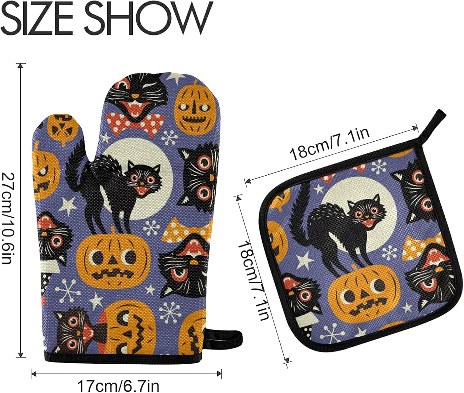 HURPAN Oven Mitts Pot Holders Set