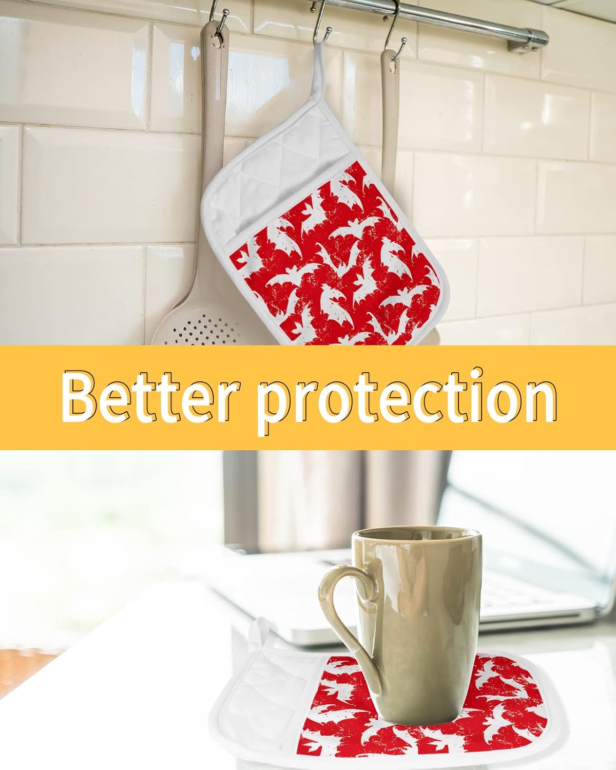 Blood Red Halloween Bat Pot Holders