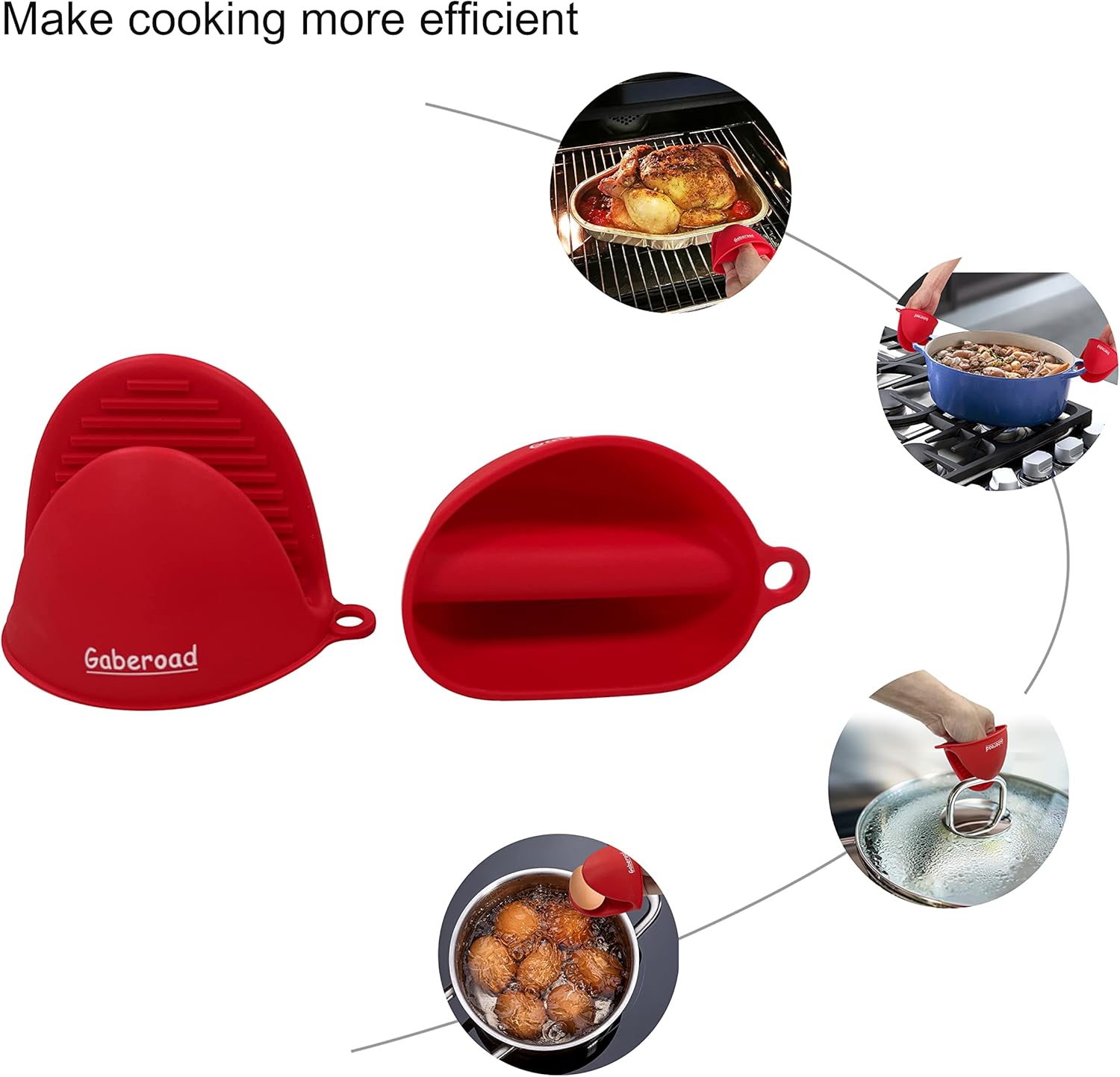 Thickened Mini Silicone Oven Mitts Heat-Resistant Glove for Cooking Baking Red