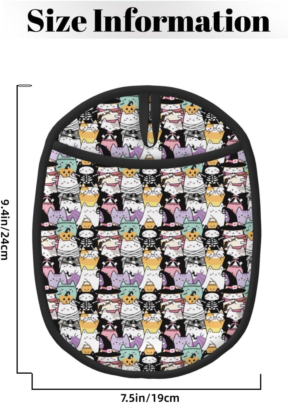 VOSery Halloweenspooky Cat Potato Holder HeatResistant OvenMitt NonSlip Kitchen Pouch with Hanging Loop