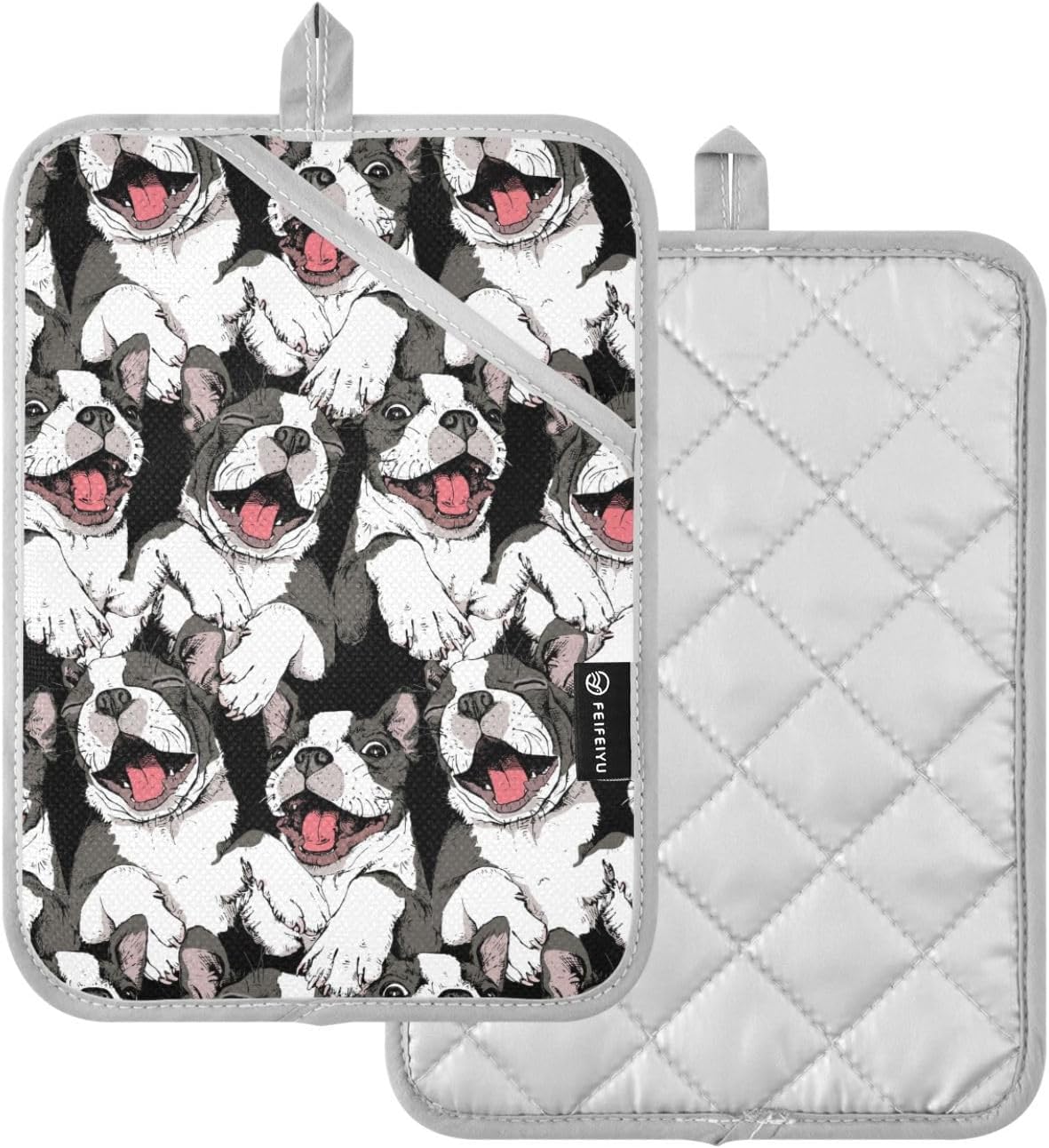 Dalzium Funny Boston Terrier Potholder Set of 2