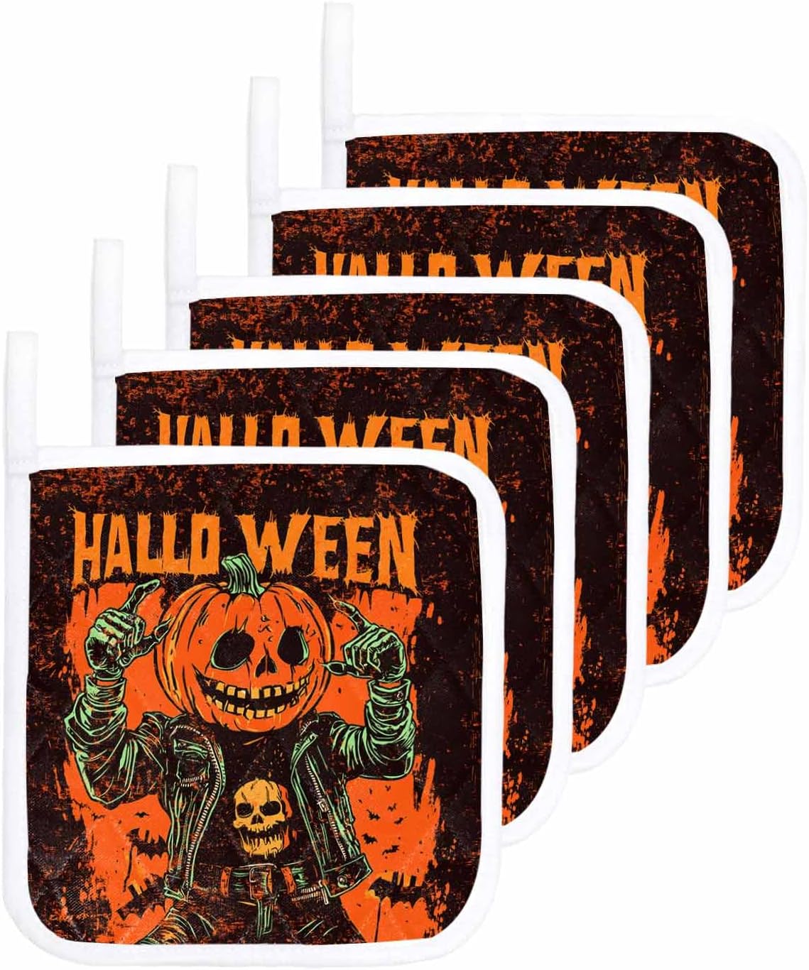 Halloween Treat 5-Piece SafeHot Potholders for Oven Kitchen Use
