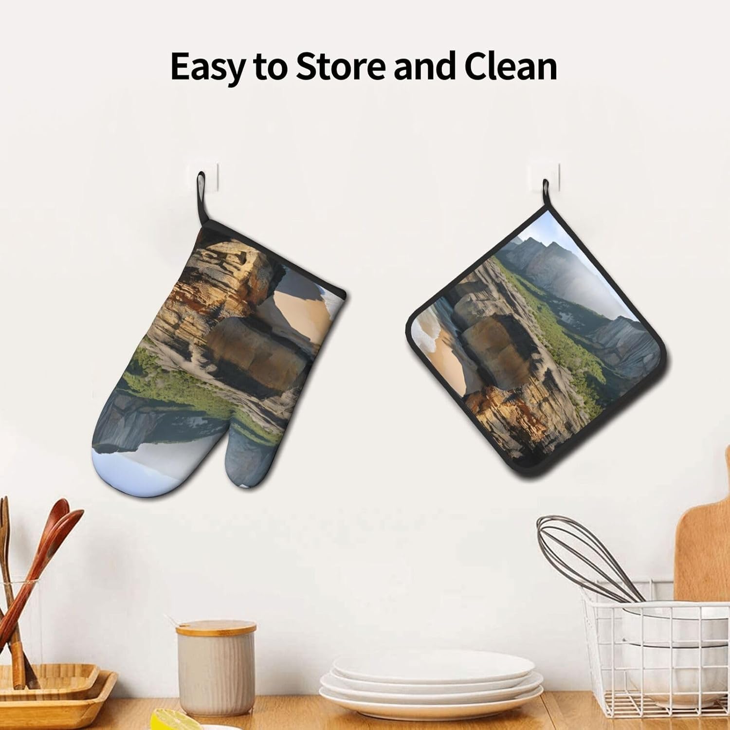 Kauai Hawaii Seashore Oven Mitts and Pot Holders Set of 2