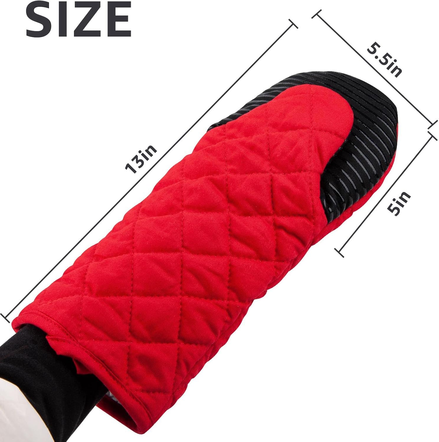 Versatile Heat-Resistant Red Silicone Oven Mitts for Baking Cooking