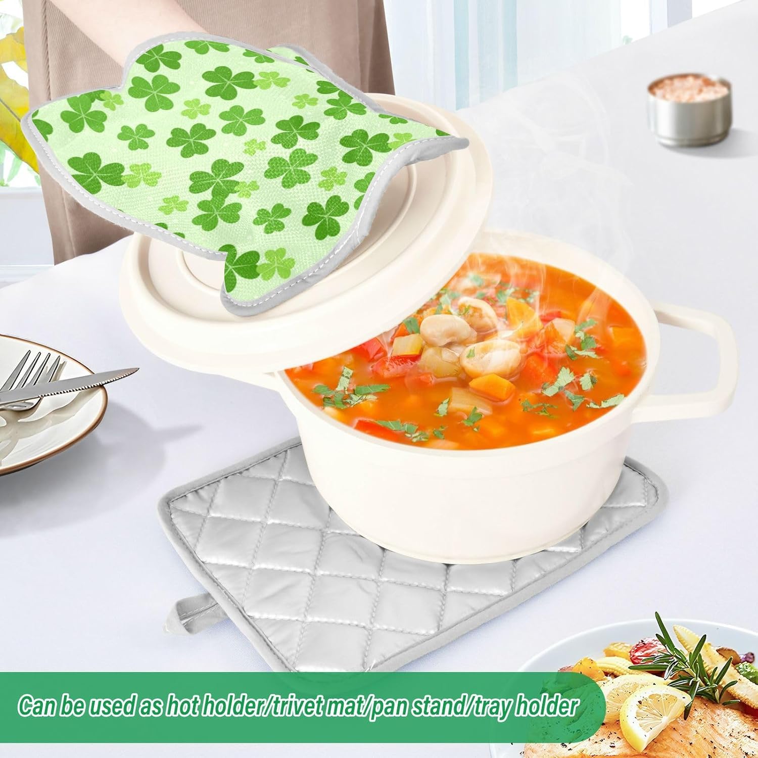 2-Pack Heat-Resistant Oven Mitts for Kitchen Potics