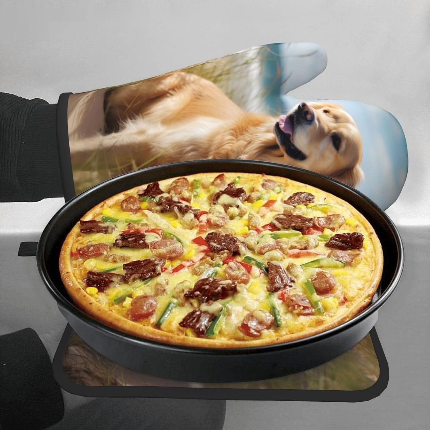 Golden Retriever Oven Mitts and Pot Holders Quopvn