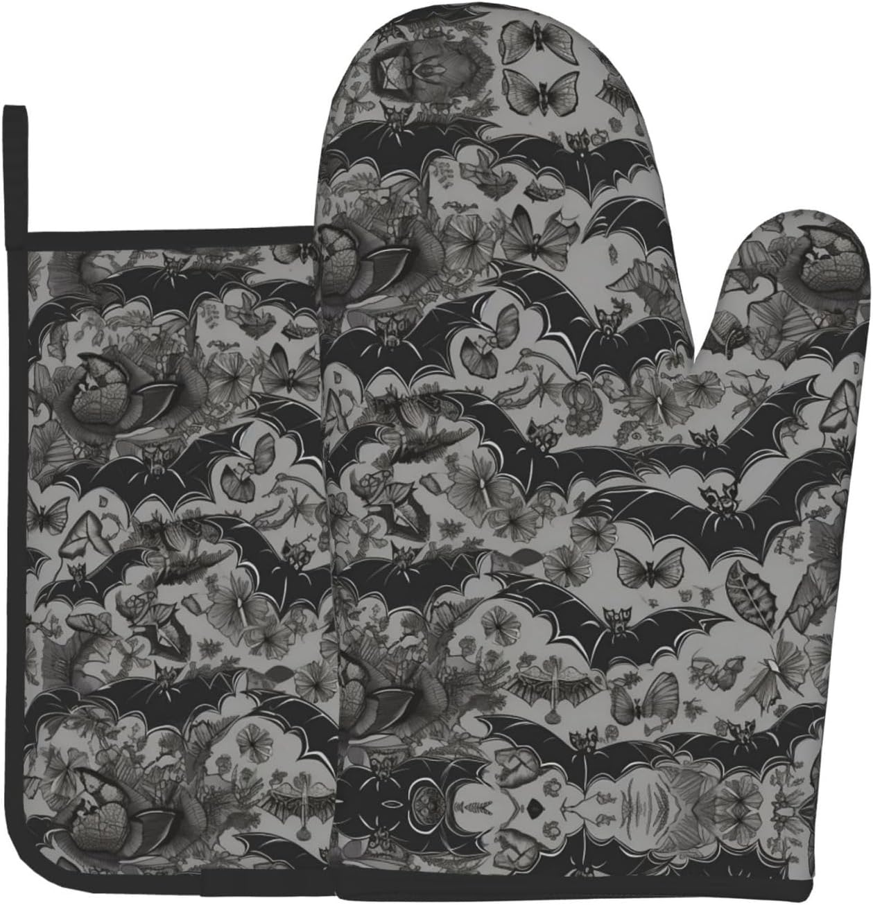 October Spooky Halloween Bats Oven Mitts Pot Holders Set