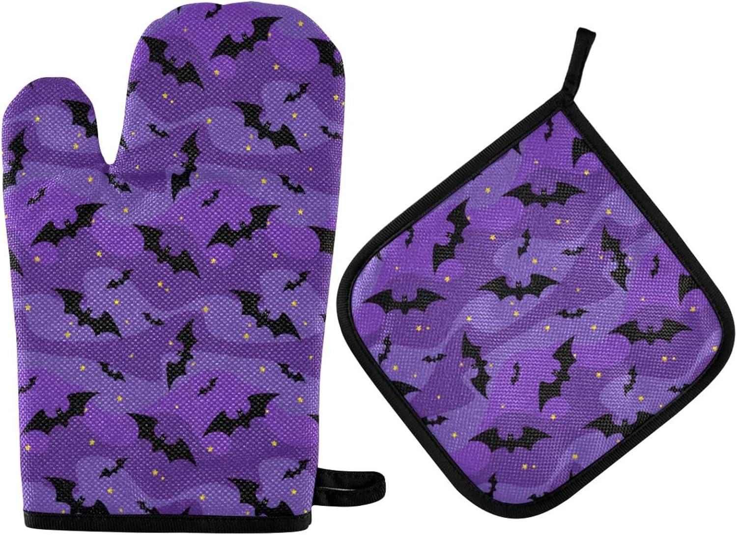 Halloween Black Bat Oven Mitts and Pot Holders