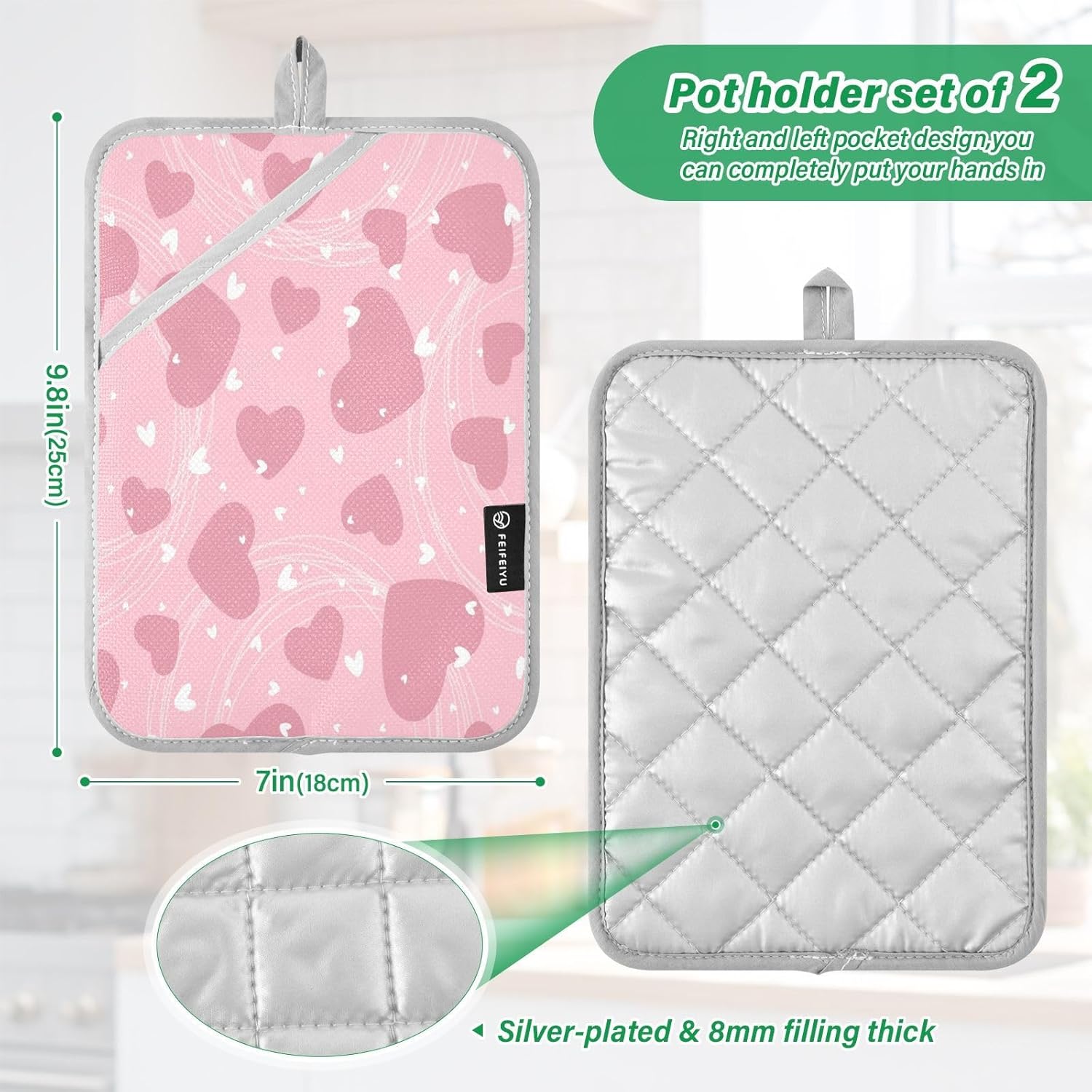 KCldeci Hearts 2Pack Potholders Set