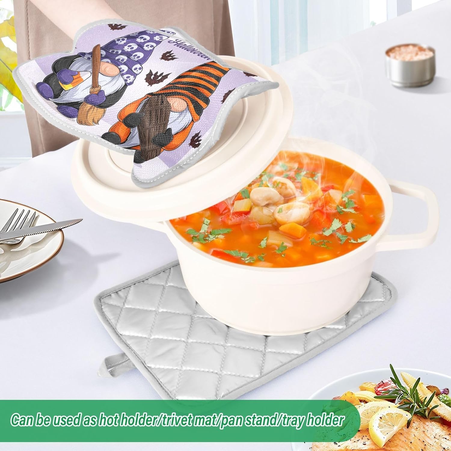 OURVII 2Pcs Cute Gnomes Pot Holder Set