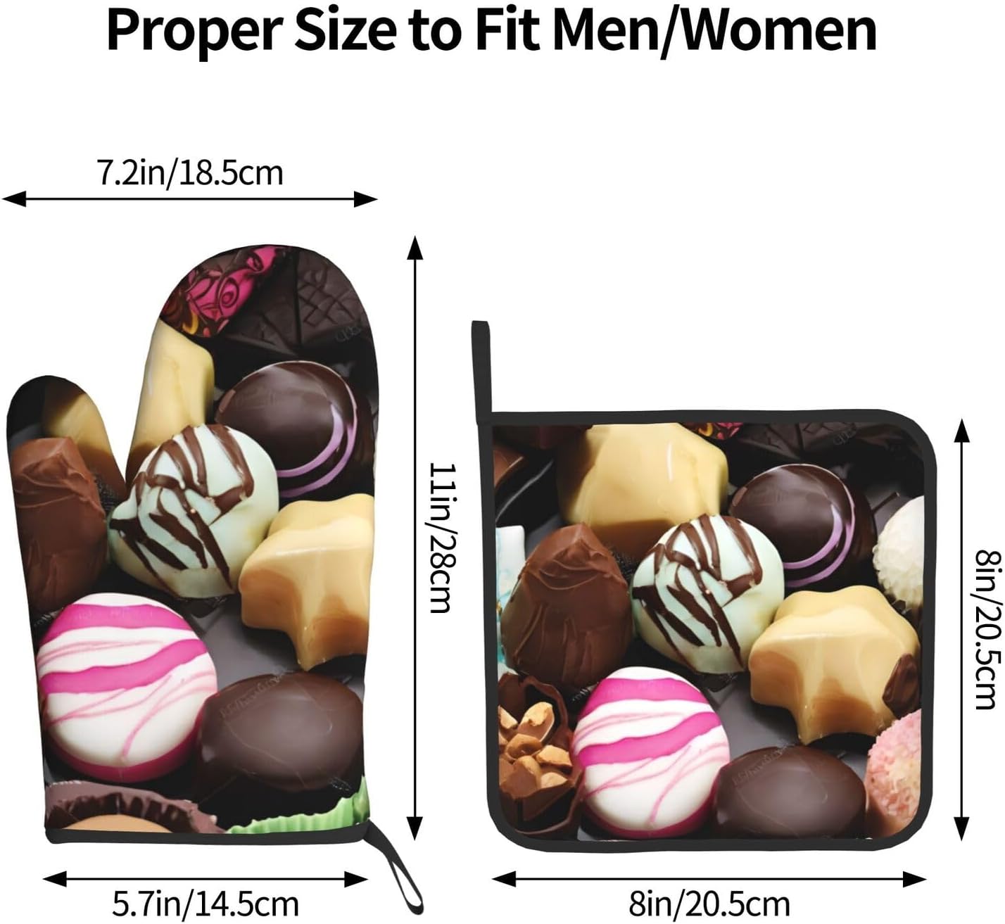 Quopvn Chocolate Printed Oven Mitts and Pot Holders Set