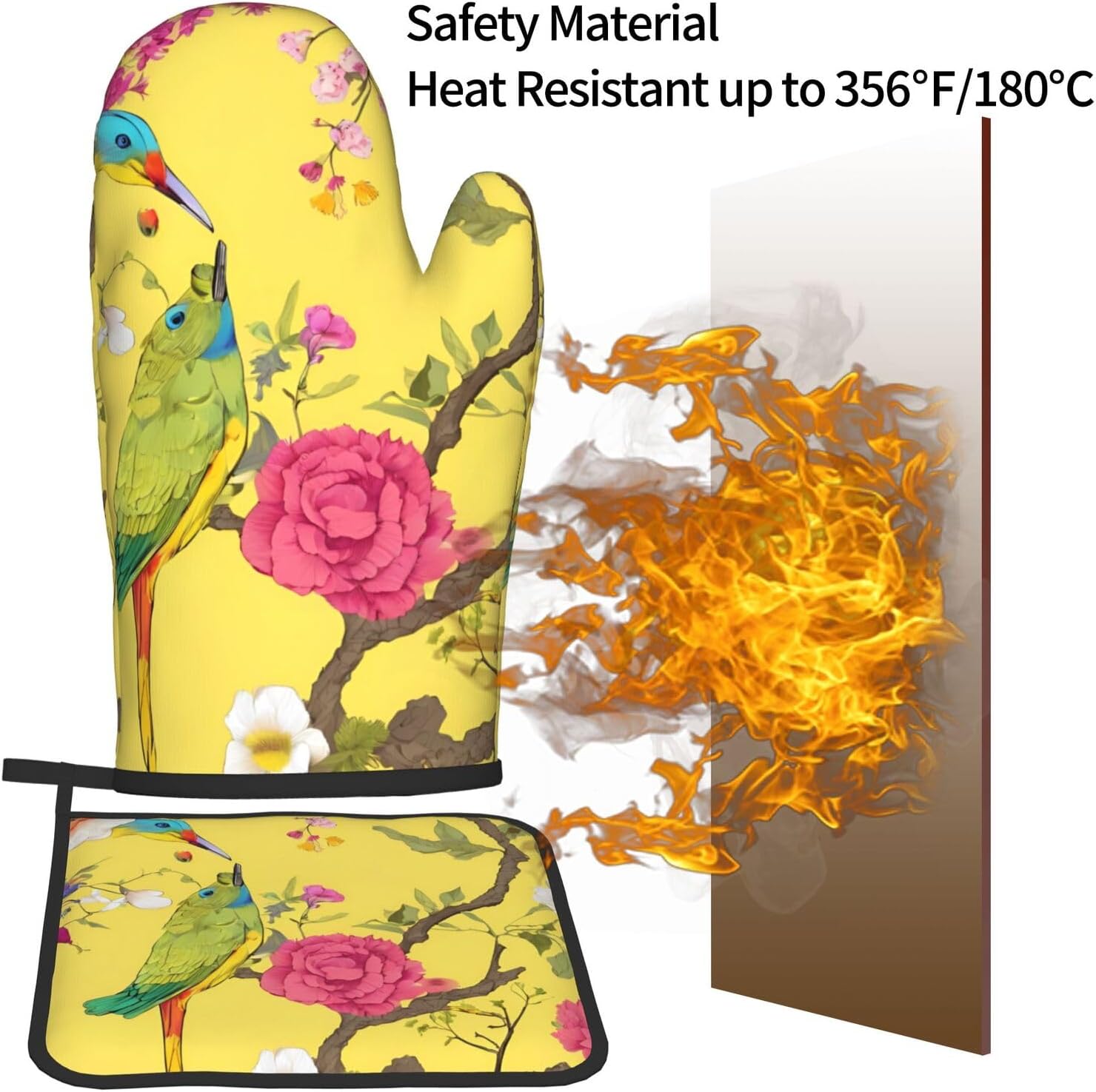 Floral Oven Mitts Set